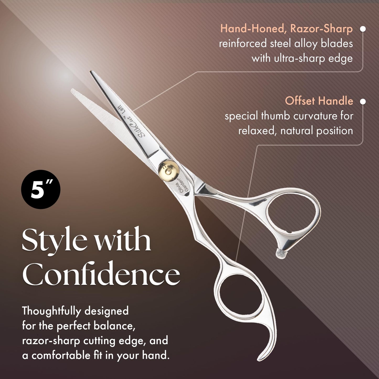 Dark Slate Gray Olivia Garden SilkCut Shears Intro Kit - Includes Professional Hair Cutting Shears, Thinner, Case, and Accessories - 5" Razor Sharp Left-Handed Scissors - SKC01LH