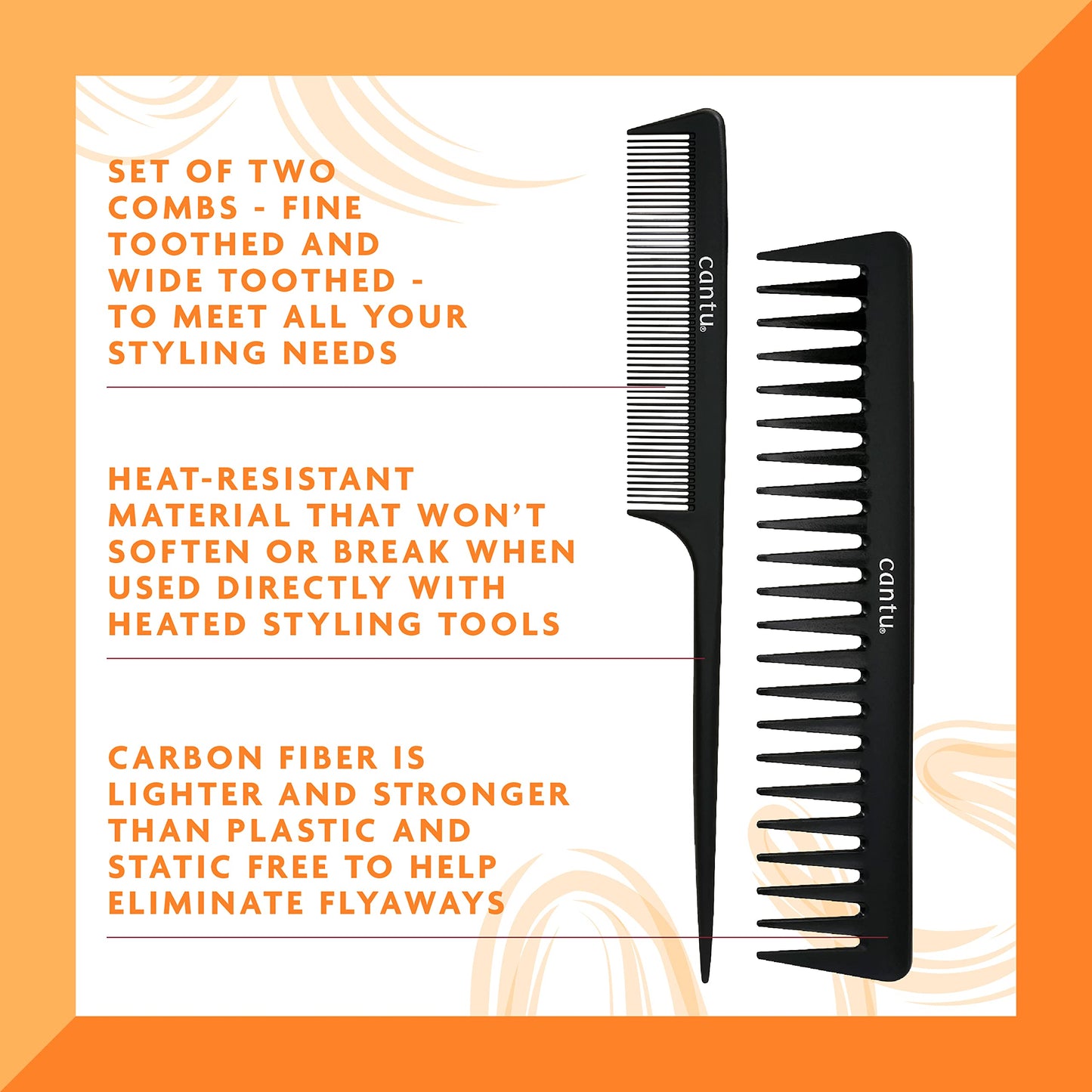 White Smoke Cantu Style Carbon Fibre Combs (Packaging may vary)