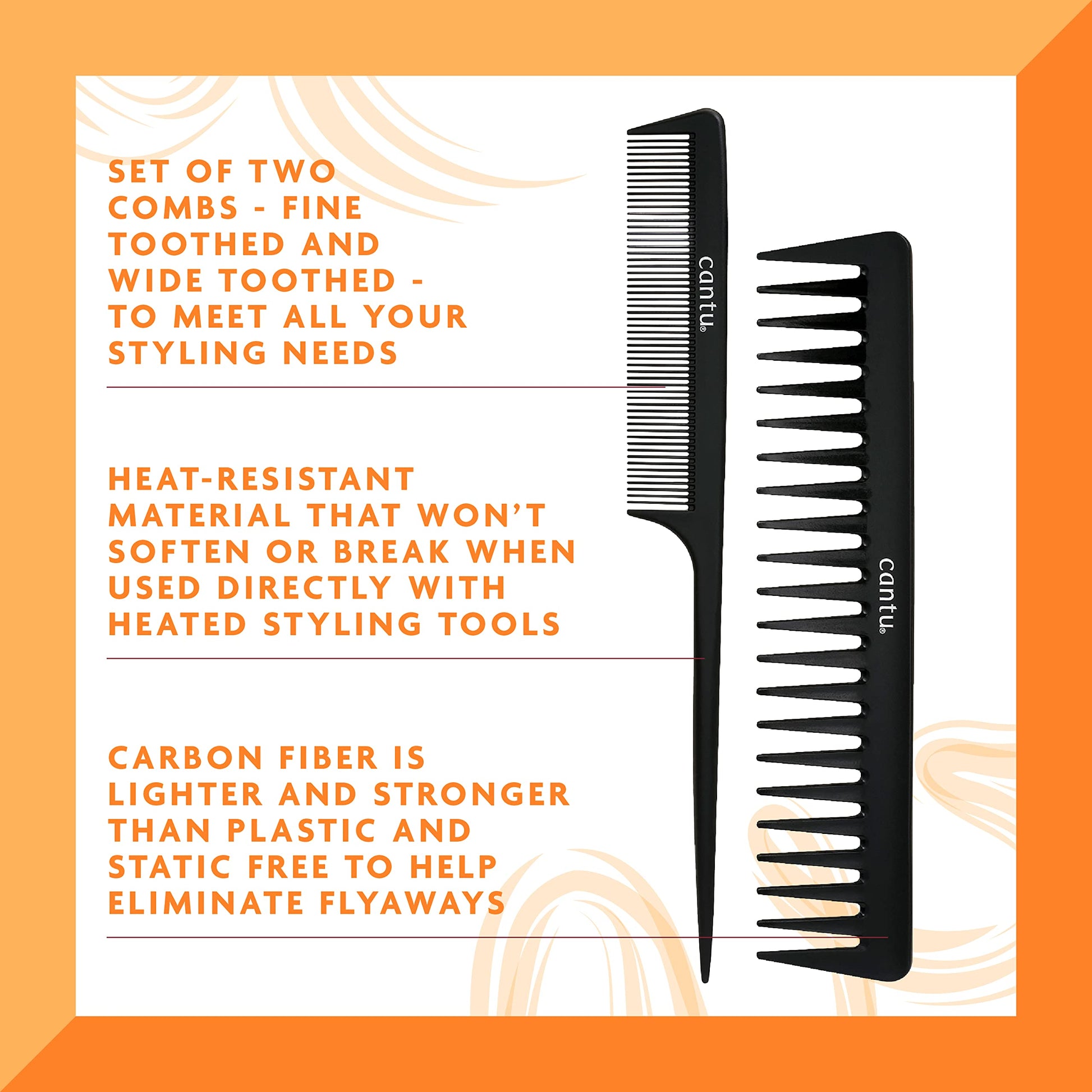 White Smoke Cantu Style Carbon Fibre Combs (Packaging may vary)