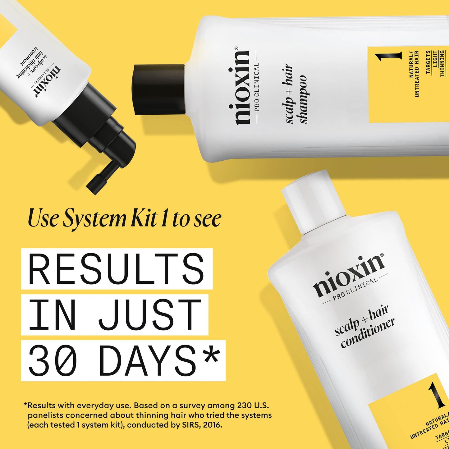 Light Goldenrod Nioxin Scalp + Hair Thickening System 1 Shampoo| For Natural or Untreated Hair with Light Thinning| With Niacinamide and Biotin| 33.8 Fl oz.