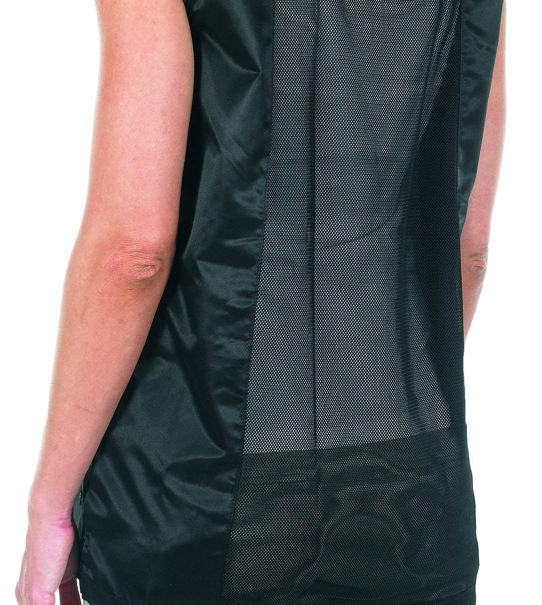 Dark Slate Gray Betty Dain Kool Breeze Mesh Back Salon Stylist Vest, Unique Stretch Mesh Back for Breathability, Pockets with Zippered Bottoms, Button Closure, Lightweight, Water Resistant Polyester Fabric, S Black