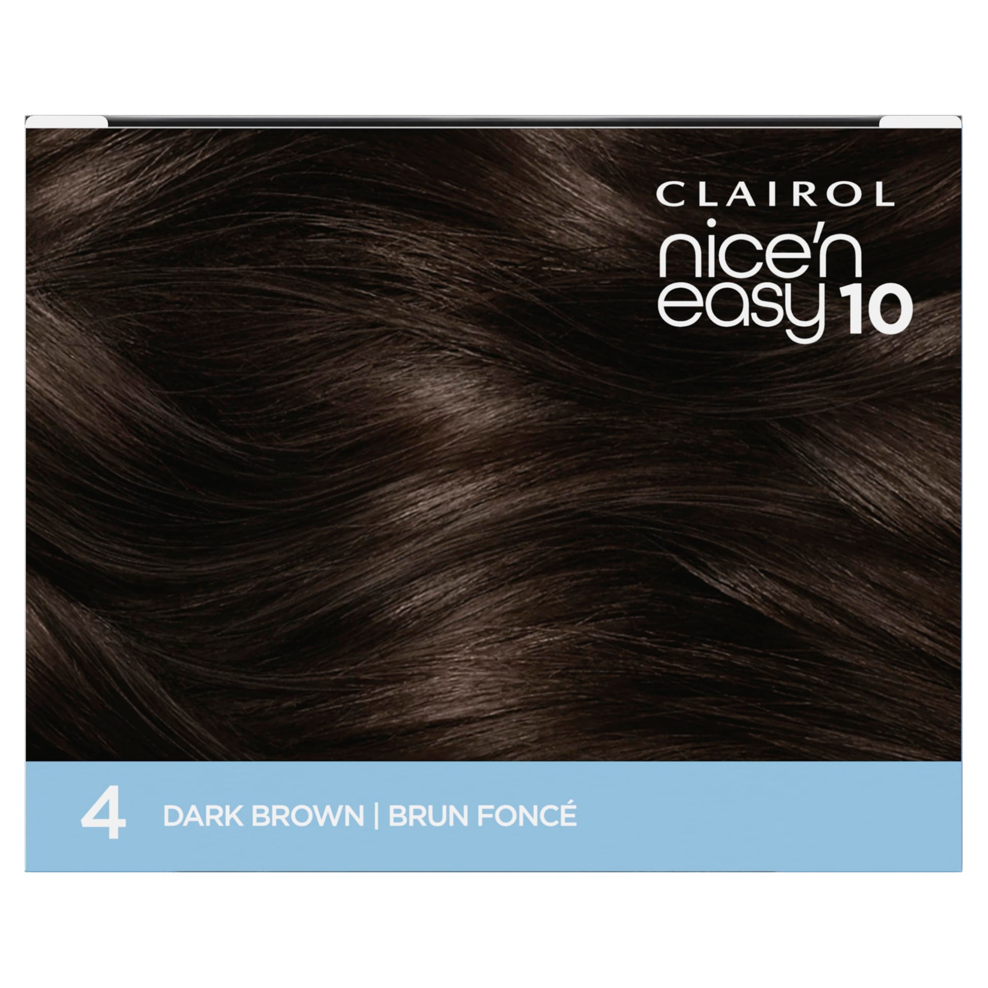 Black Clairol Nice'N Easy 10 Permanent Hair Dye, 4 Dark Brown Hair Color, Pack of 1