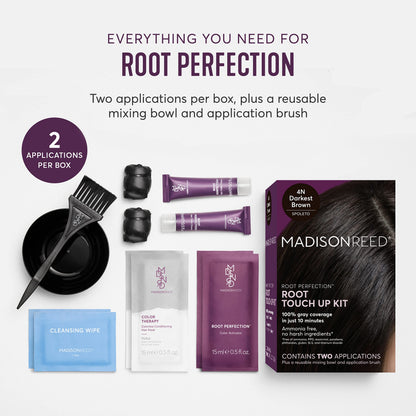 White Smoke Madison Reed Root Perfection Root Touch Up Kit – 4N Spoleto Darkest Brown, 100% Gray Coverage in 10 Min, Ammonia-Free, 2 Applications