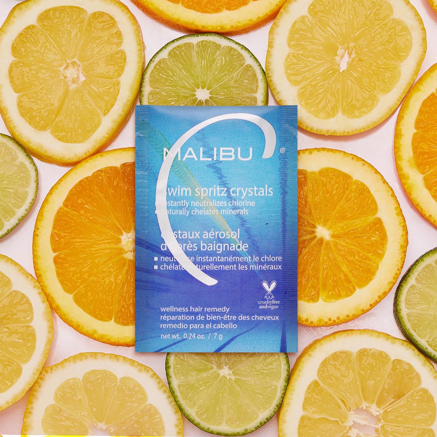 Dark Khaki Malibu C Swim Spritz Crystals - Freshly Activated Vitamin C Hair and Skin Spray for Post-Swim Chlorine Removal - 100% Vegan and Cruelty-Free (12 Packets)