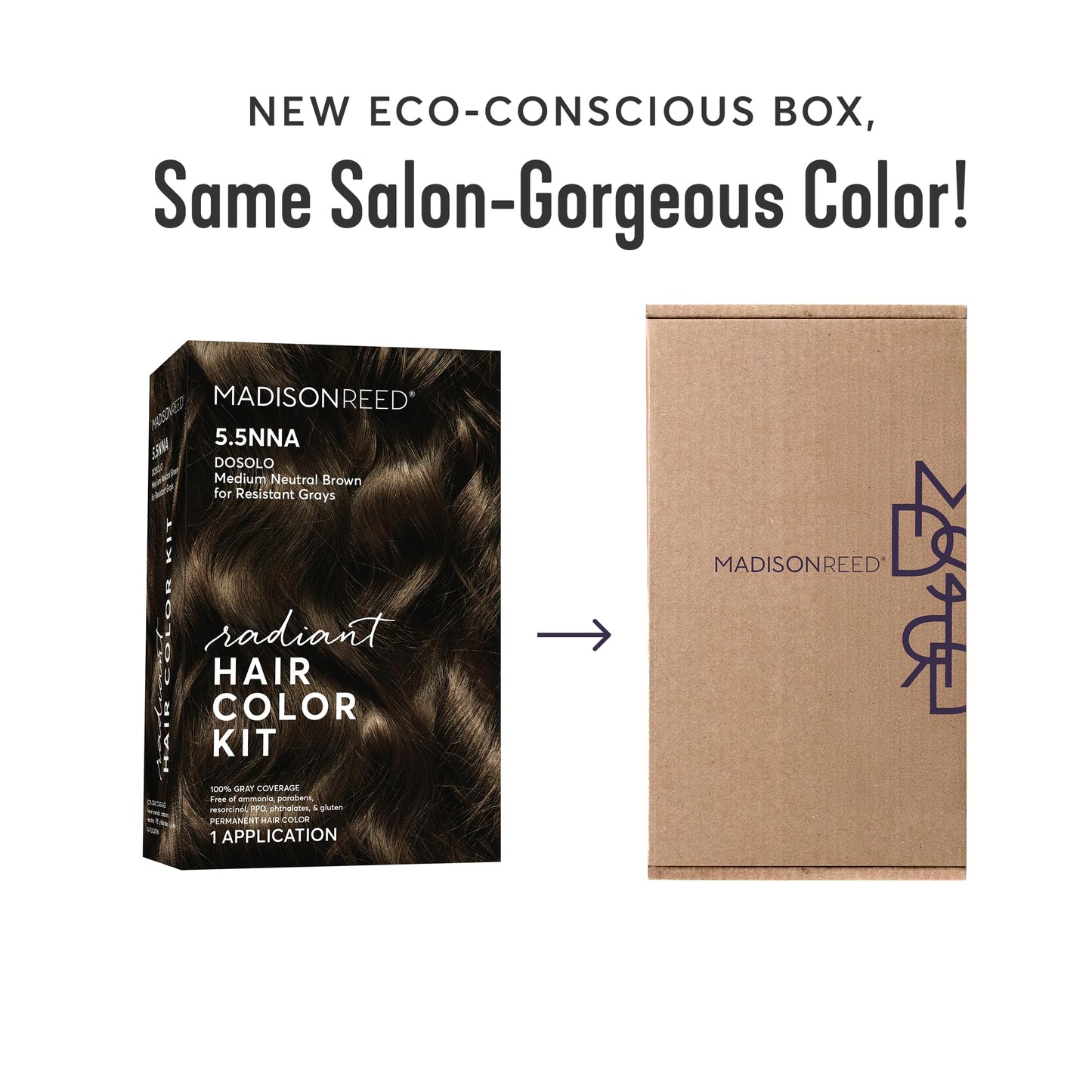 White Smoke Madison Reed Radiant Hair Color Kit - 5.5NNN Dark Brown with Warm Golden Tones (Modena Brown), 100% Gray Hair Coverage Permanent Hair Dye for Resistant Grays | PPD-Free & Ammonia-Free, 1 Pack
