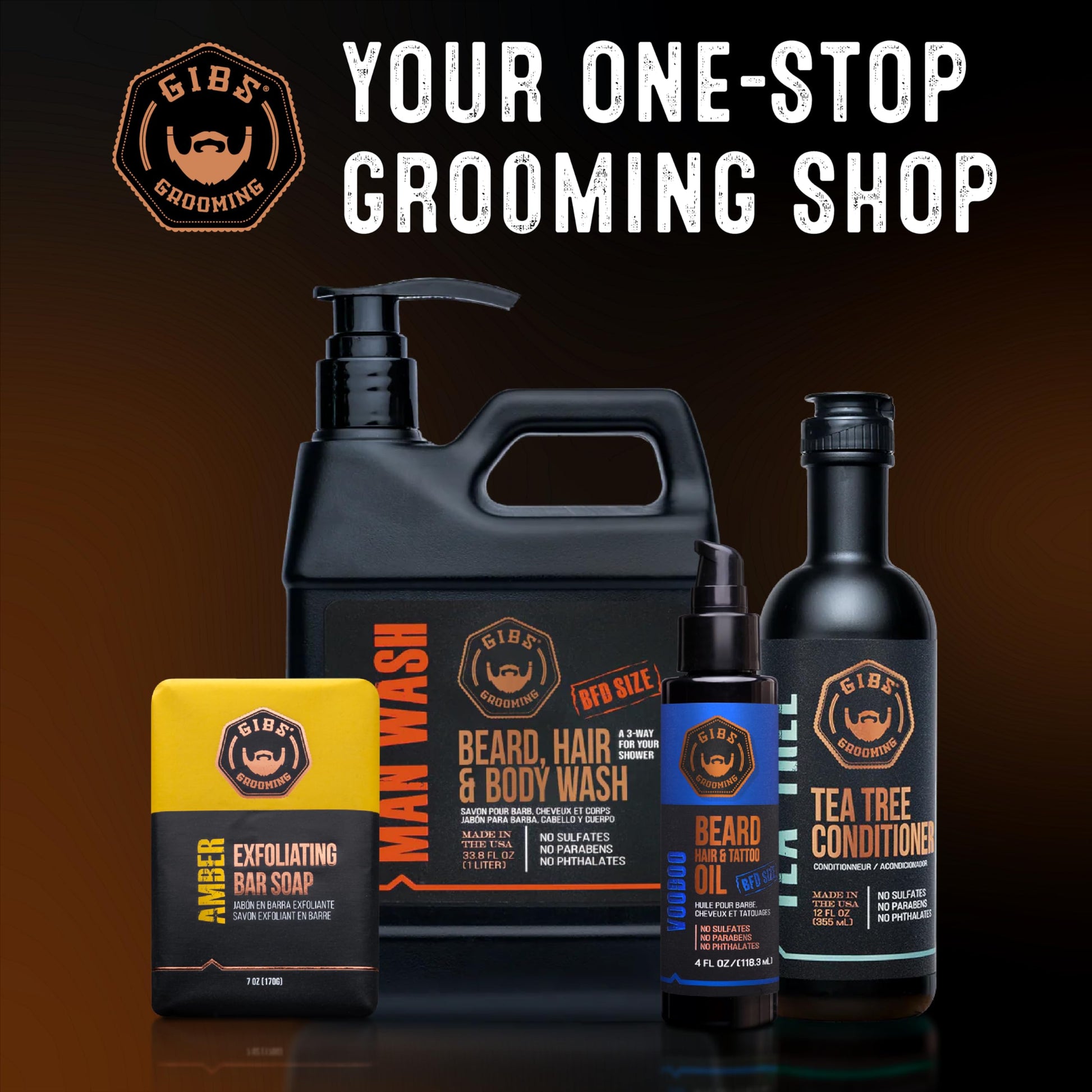 Black GIBS Grooming - Alpha Male Beard, Hair & Tattoo Oil (1 fl oz) - Softens, Strengthens, Protects - Skin Moisturizer - Vitamin C - UV Shield - Travel Size - Beard Oil, Hair Care, Skin Care - Made in USA