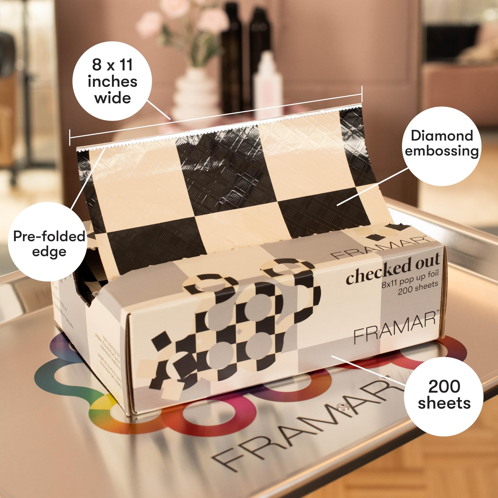 Tan FRAMAR 8x11 Checked Out Hair Foil – Hair Foils For Highlighting, Pop Up Foil For Hair Highlighting, Salon Foils For Hair Highlighting Kit, Wide Hair Foils For Bleach, Salon Foils For Hair Stylist 200