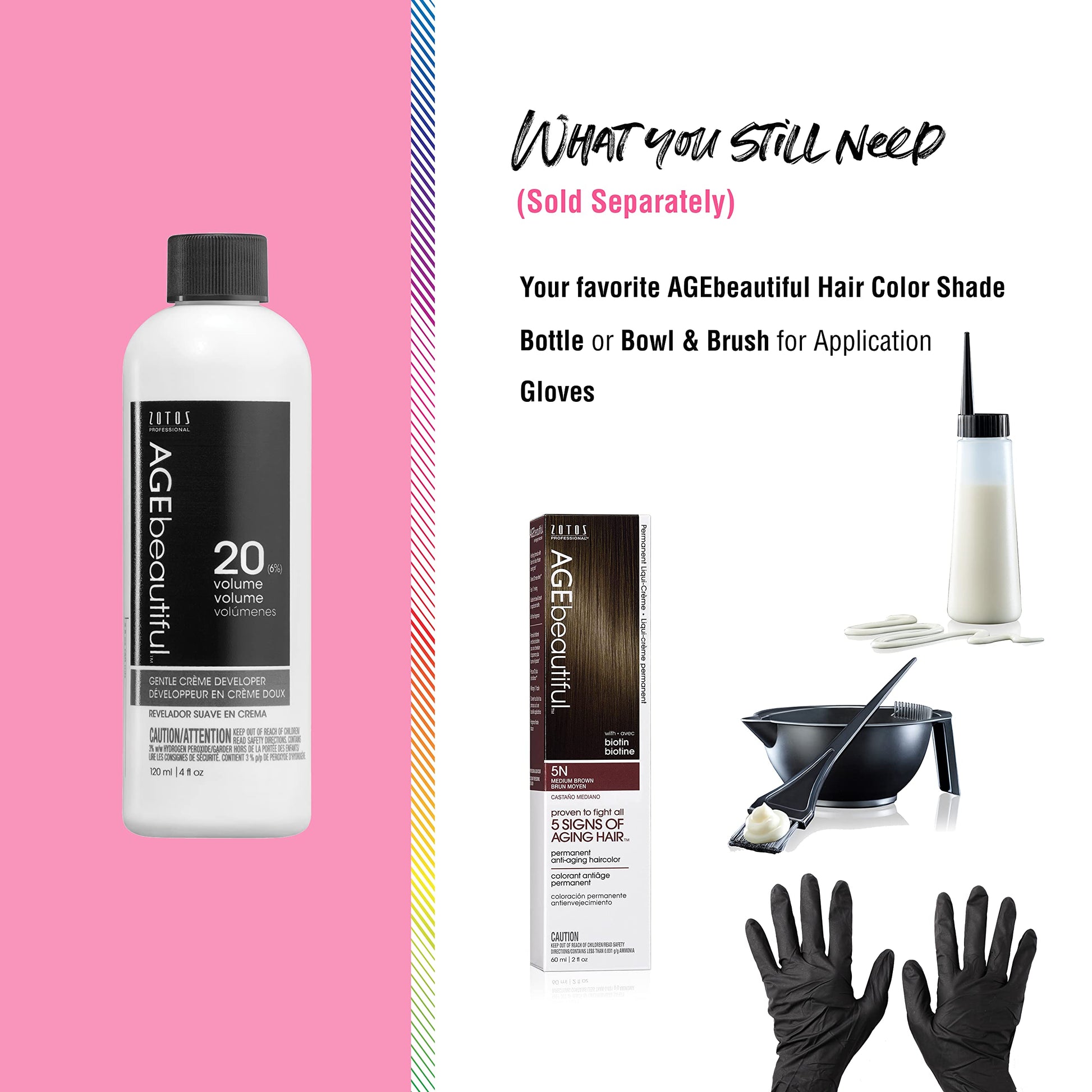 White Smoke AGE beautiful 20 Volume Gentle Creme Hair Developer | For Permanent Hair Color Dyes, Toners, Lighteners | Professional Salon Coloring | Long Lasting Haircolor | 16 Fl Oz