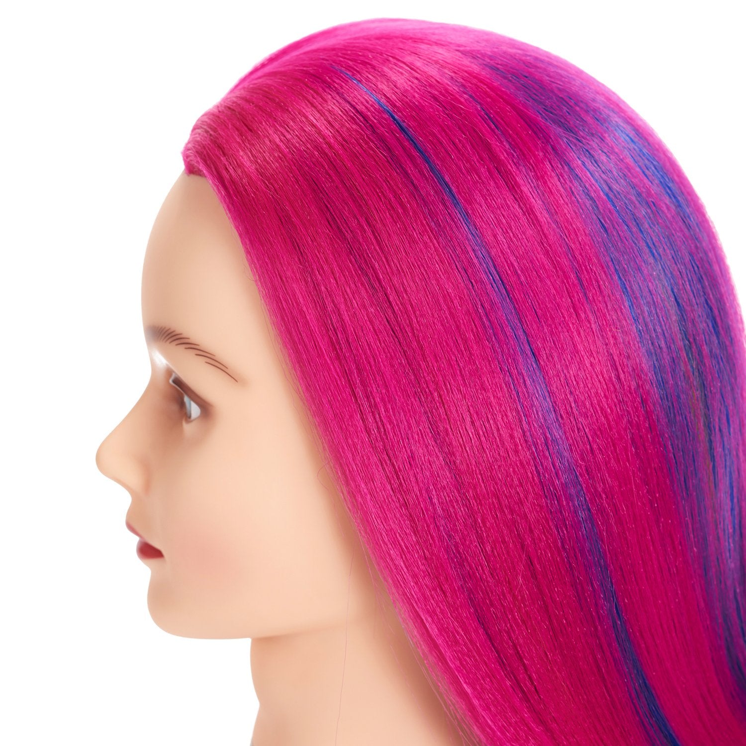 White Smoke Training Head 26"-28" Mannequin Head Hair Styling Manikin Cosmetology Doll Head Synthetic Fiber Hair Hairdressing Training Model Free Clamp