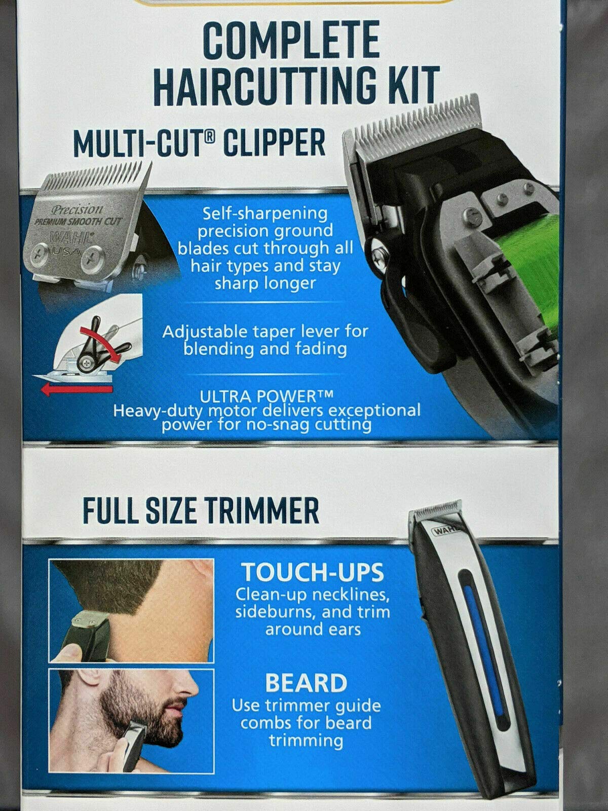 Light Gray WAHL Deluxe Complete Hair Cutting Kit 29 Piece Clipper Set with Beard Trimmer -Retail $125+!!! BY AMPLEXPO