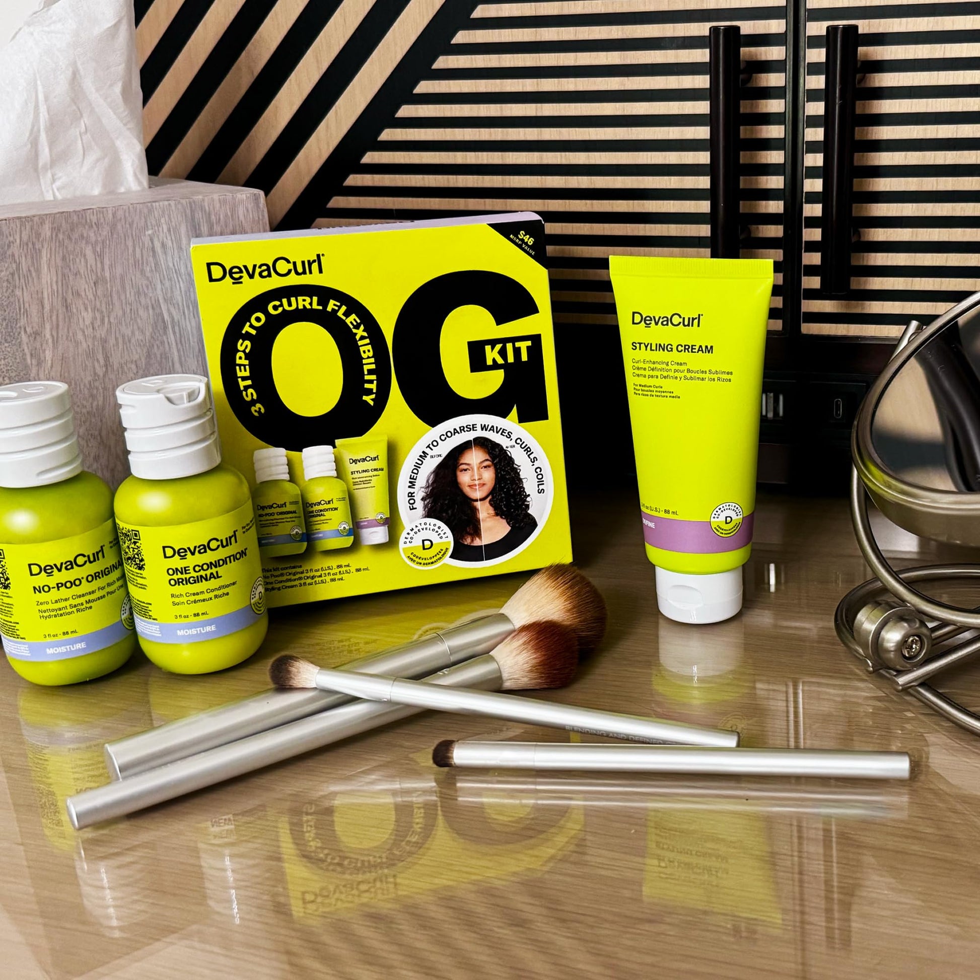 Black DevaCurl OG Kit | Original Curl Routine | No Poo Original | One Condition Original | Styling Cream | Travel Sizes