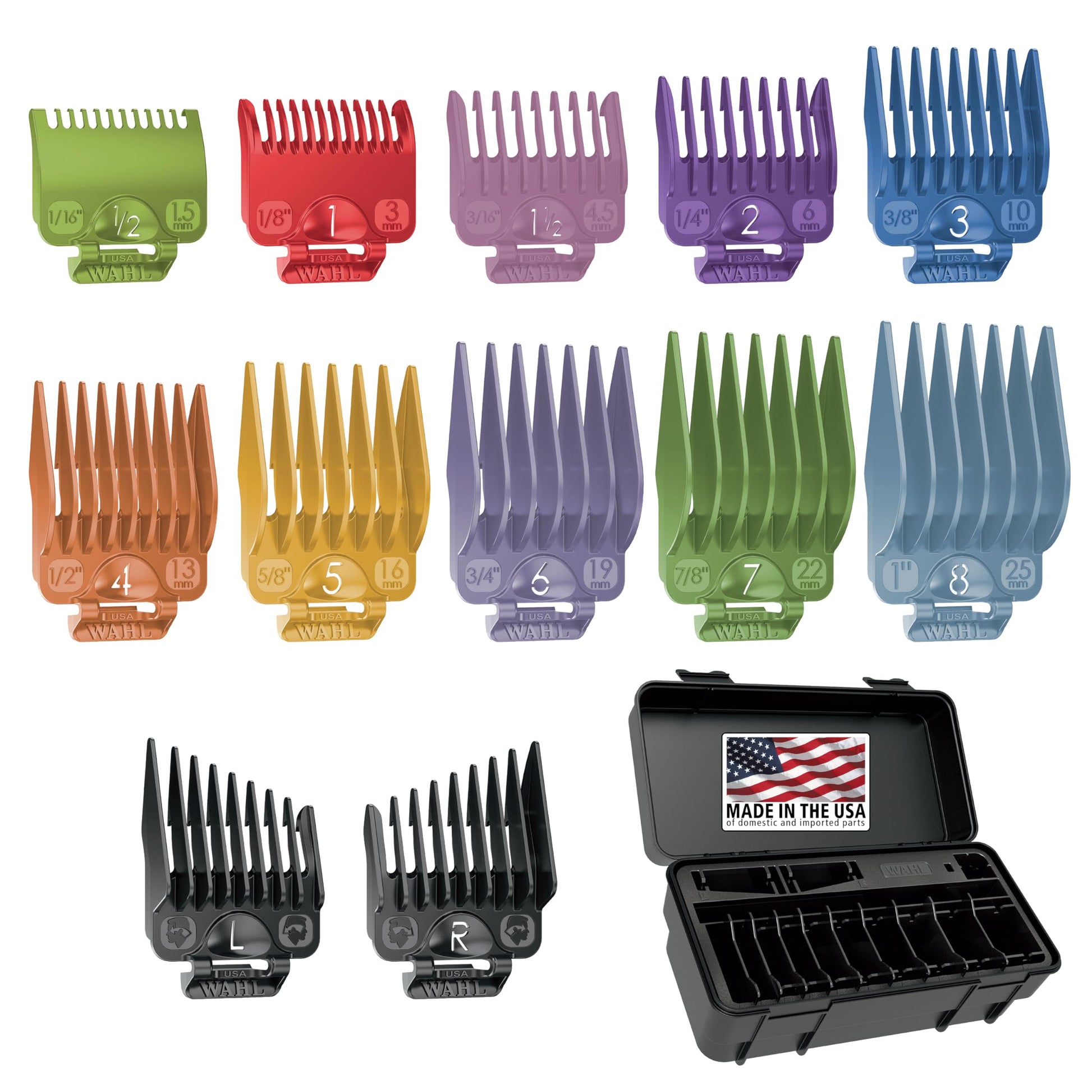 White Smoke Wahl Clipper Genuine Secure Snap Attachment Guard Organization Kit with Hair Clipper Guards