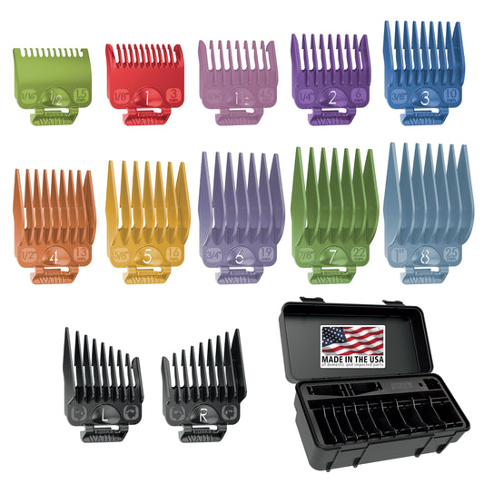 White Smoke Wahl Clipper Genuine Secure Snap Attachment Guard Organization Kit with Hair Clipper Guards