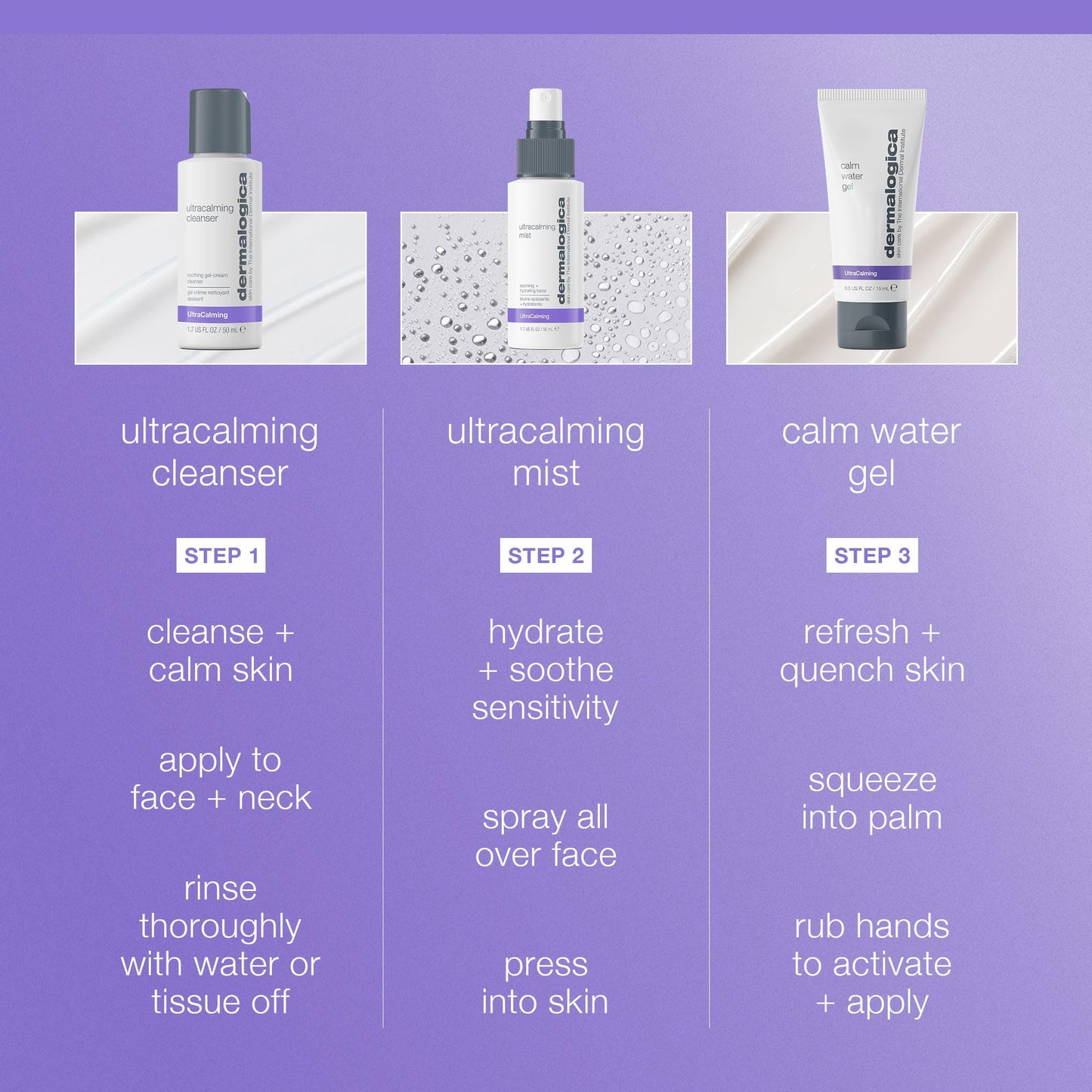 Medium Purple Dermalogica Sensitive Skin Rescue Kit - Set Contains: Face Wash, Toner, and Face Moisturizer - Skin Care To Calm, Soothe and Minimize Irritation
