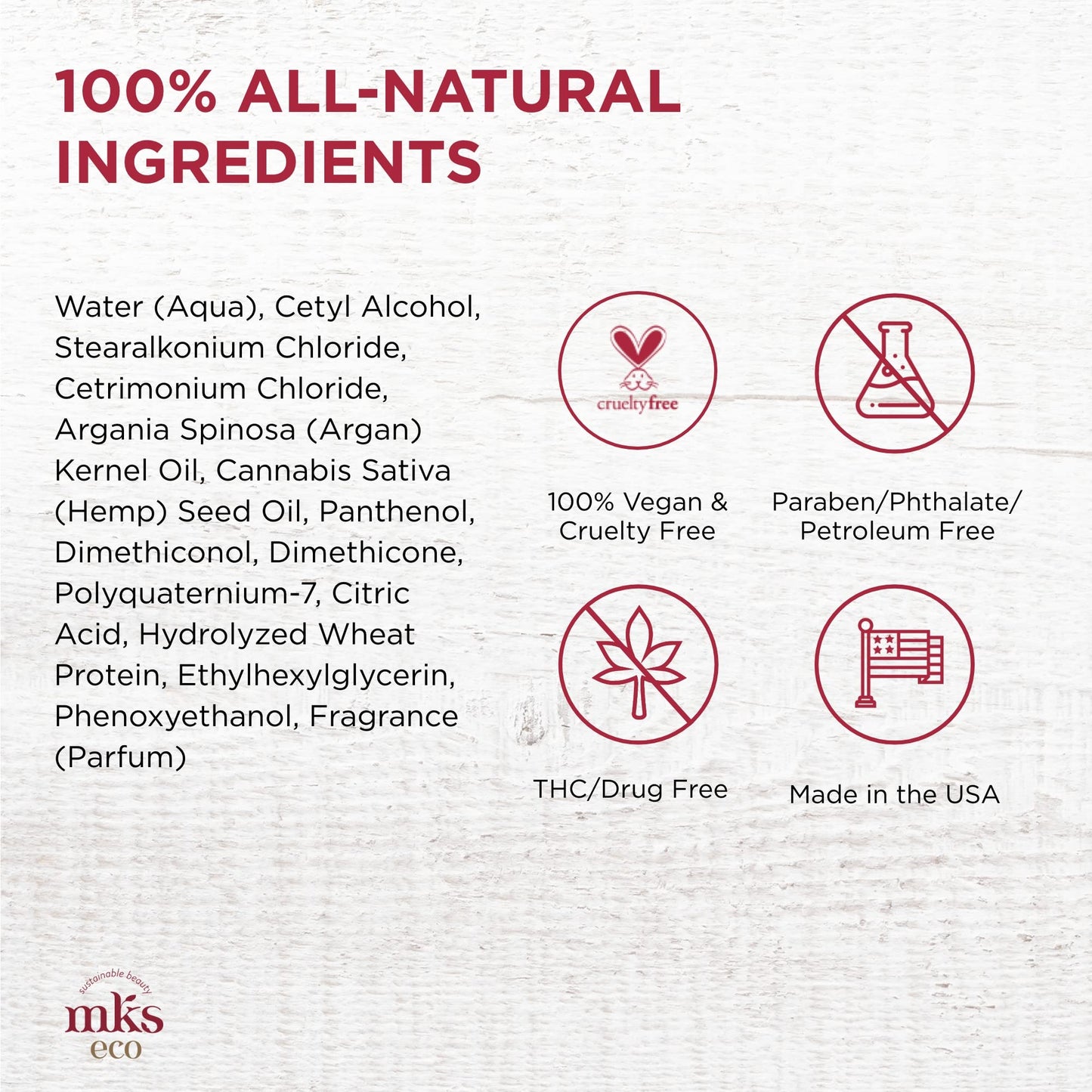White Smoke MKS eco Hydrate Conditioner, Original Scent - 25 fl oz - Nourish & Moisturize Hair, Protect Against Breakage - Moroccan Argan Oil, Hemp Seed Oil - Vegan, Cruelty Free