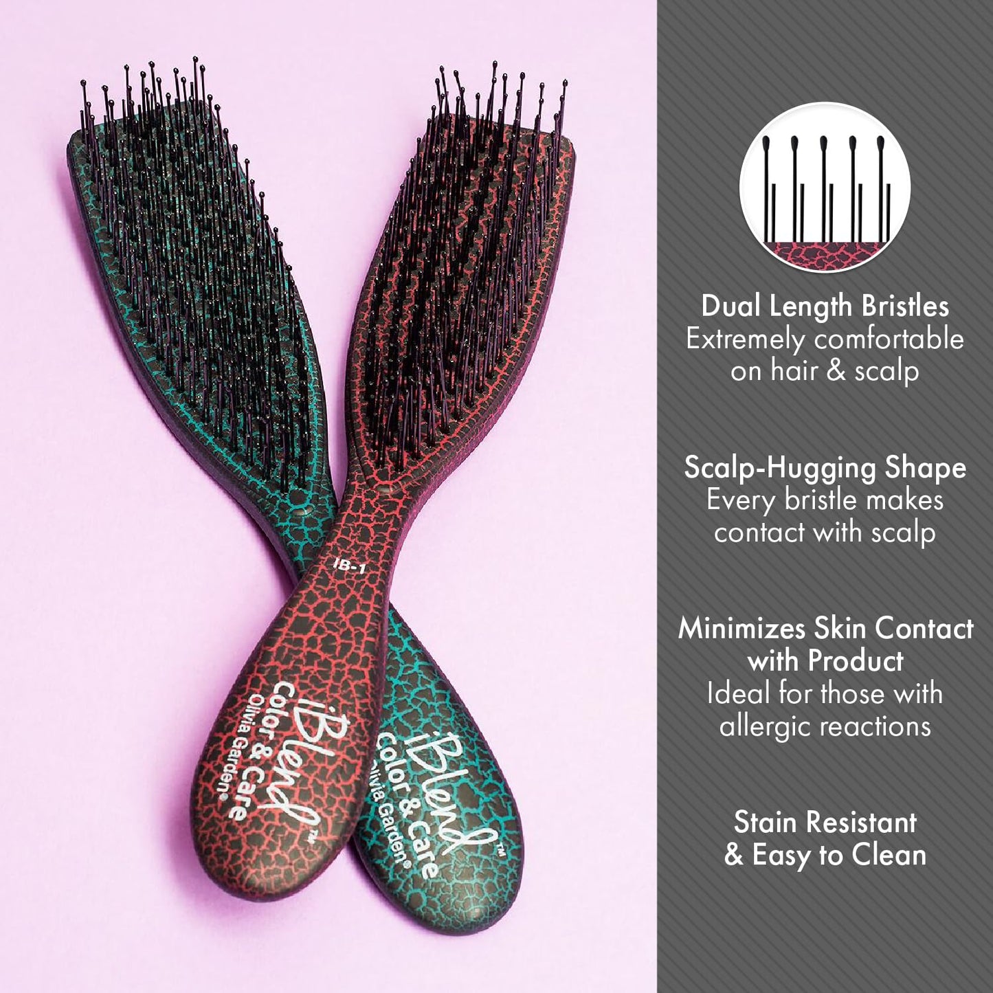 Dim Gray Olivia Garden iBlend Hair Brush For Color & Treatments IB-1 (Red)