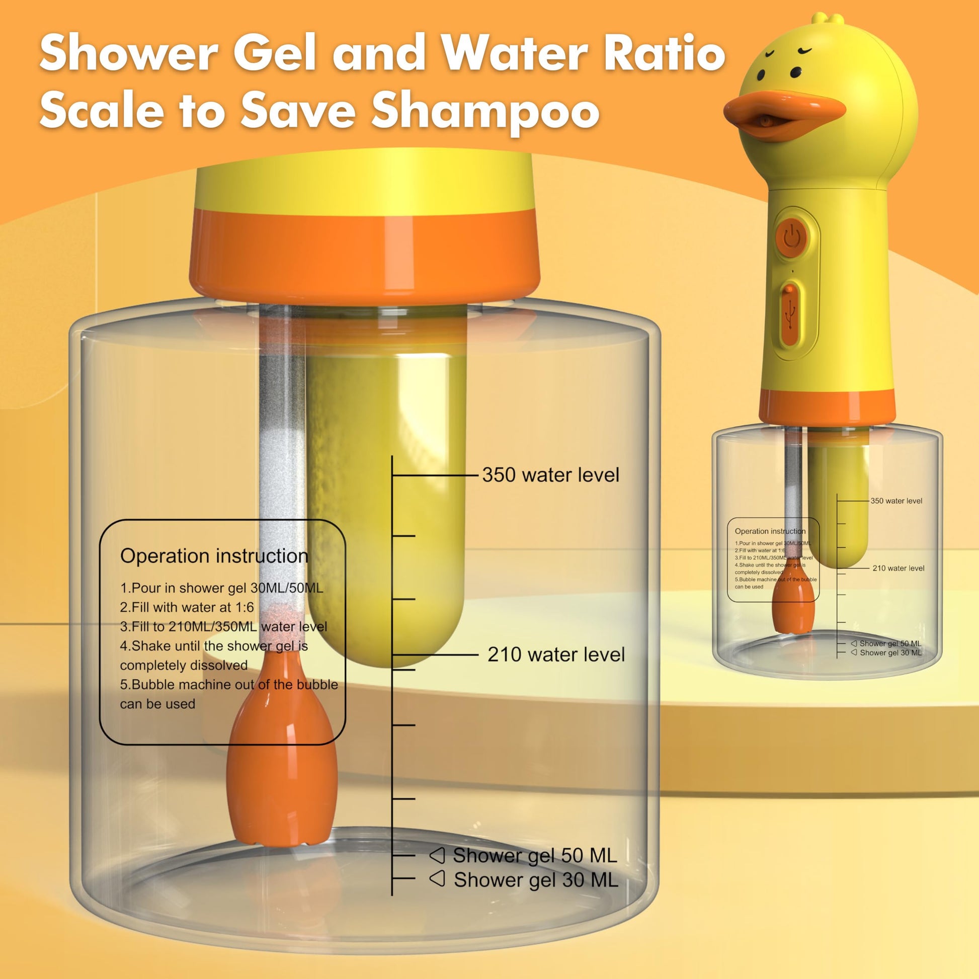 Khaki Electric Dog Shampoo Dispenser Dog Shampoo Sprayer Duck Shampoo Foamer for Pet, Foaming Soap Dispenser for Bathtub, Kitchen Sink Cleaning