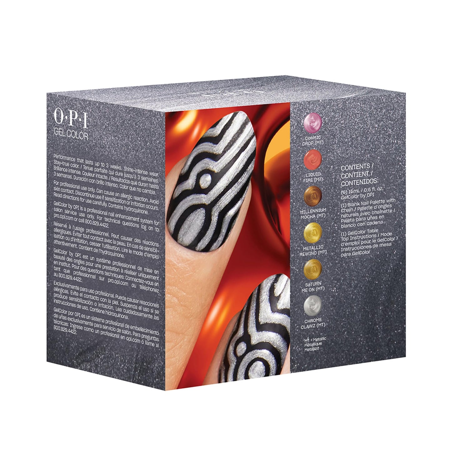 Slate Gray OPI GelColor 6PC Add-on Kit #2 | Opaque Bright Multi-Color Metallic Gel Nail Polish Gift Set | Metallic Mega Mix Collection