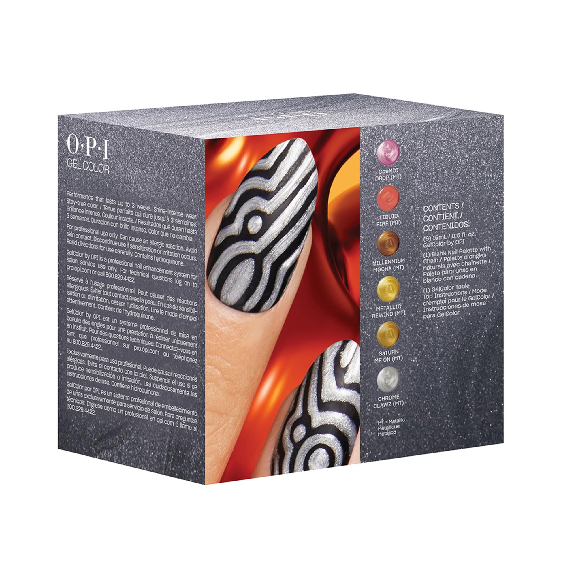 Slate Gray OPI GelColor 6PC Add-on Kit #2 | Opaque Bright Multi-Color Metallic Gel Nail Polish Gift Set | Metallic Mega Mix Collection