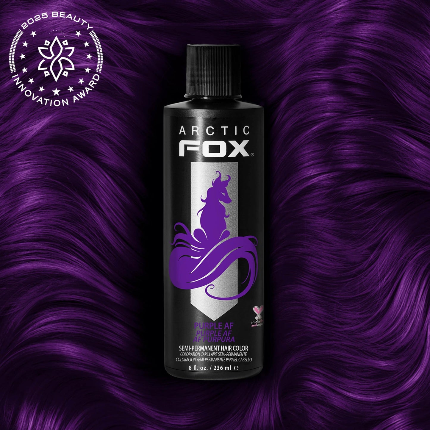 Midnight Blue Arctic Fox Semi-Permanent Hair Dye Purple AF - Vegan, Cruelty-Free, Ammonia-Free, Conditioning - 8 Fl Oz