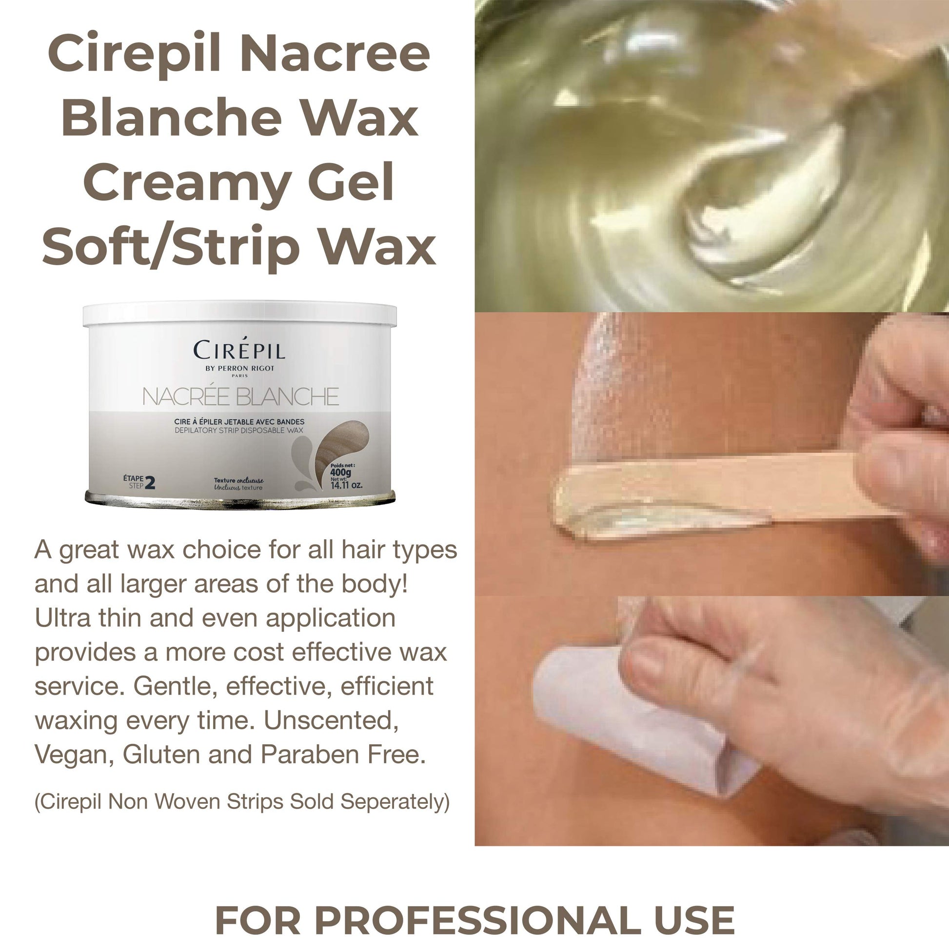 White Smoke Cirepil - Nacrée Blanche - 400g / 14.11 oz Soft Wax Tin - Creamy Strip Wax for Sensitive & Dry Skin - Gentle Pearl White Formula - Soothing Professional Body Depilatory Refill
