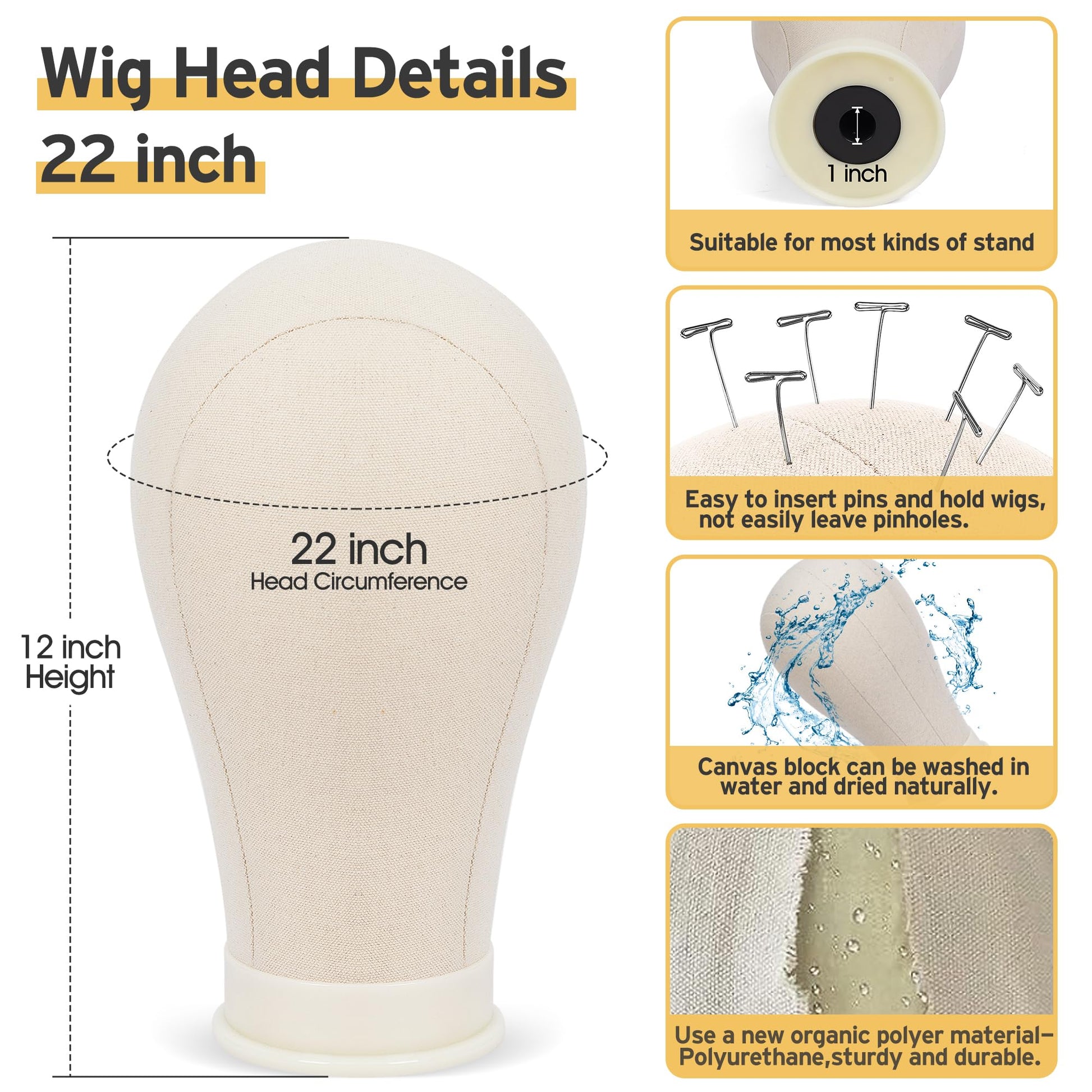 White Smoke Klvied Wig Mannequin Stand for Desktop, Dual-use 22 Inch Canvas Wig Head Display, Adjustable Clamp Wig Holder, Manikin Head Stand Set for Cosmetology Hairdressing Training with Carrying Case