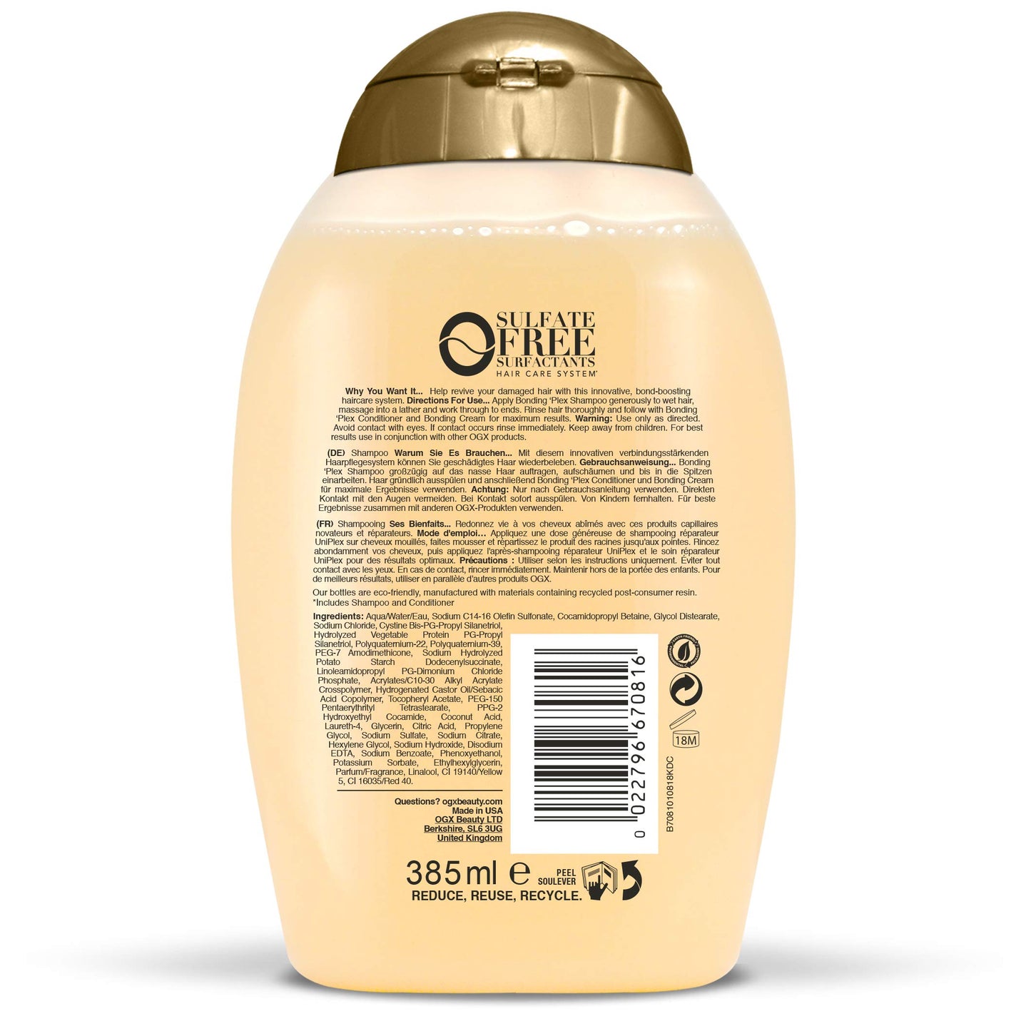 White Smoke OGX Restoring + Bonding Plex Salon Technology Shampoo, 13 Ounce, 385 Fl oz