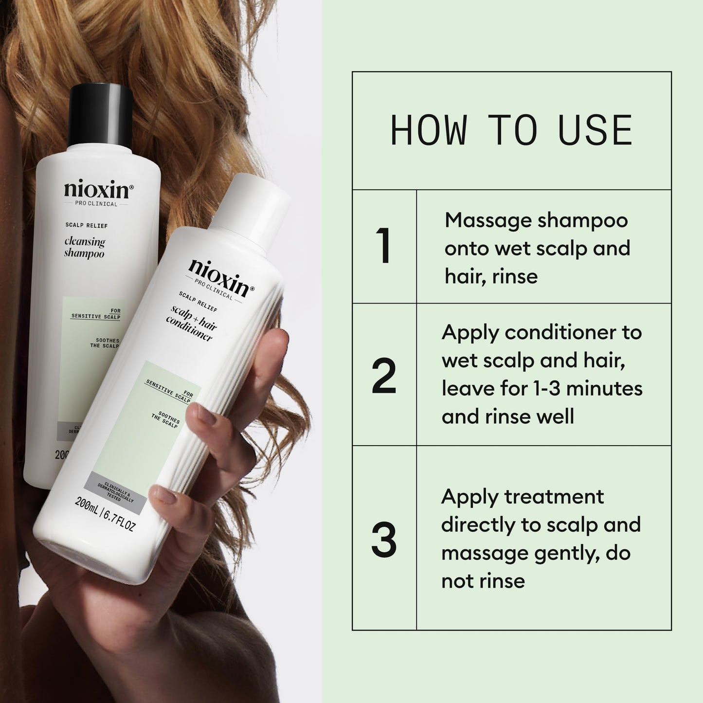 Light Gray Nioxin Scalp Relief System Kit | For Sensitive Itchy Scalp | Made with Aloe Vera and Vitamin E | Trial Size