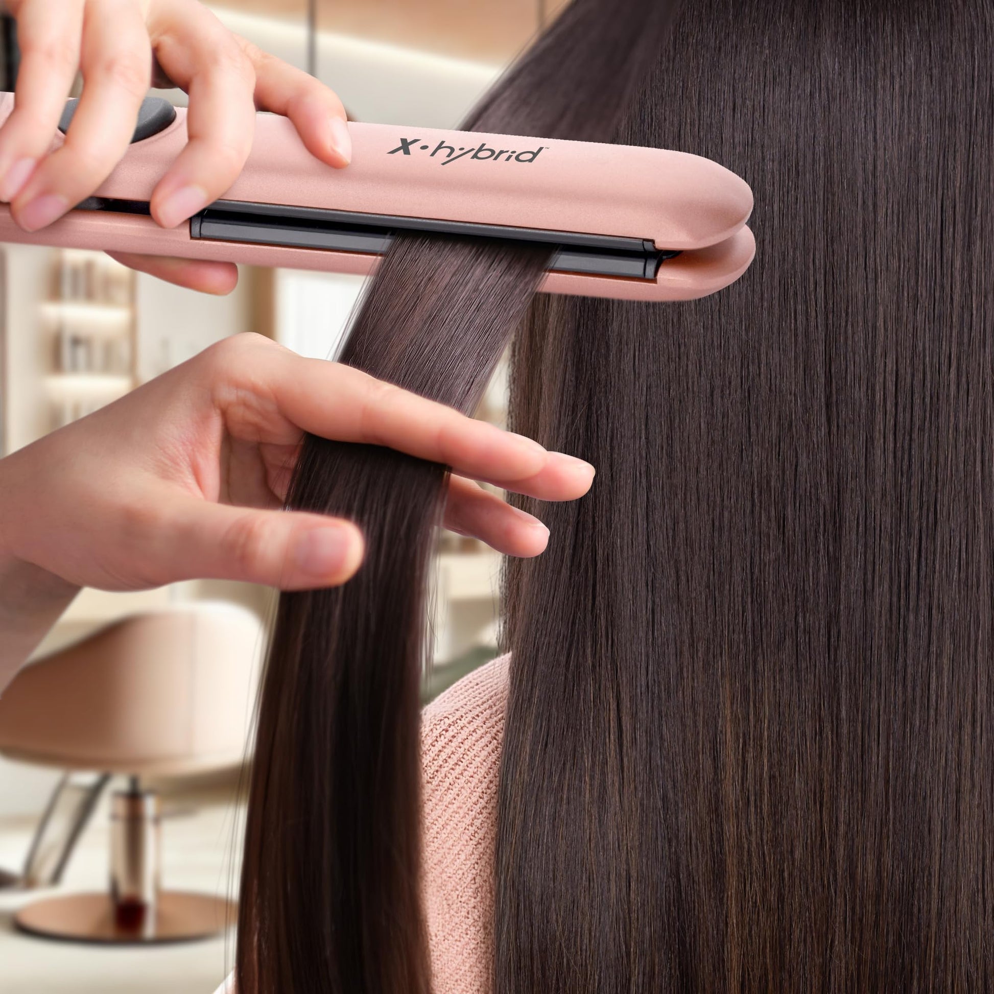 Dark Slate Gray GAMMA+ X-Hybrid 1” Titanium Flat Iron – Italian-Designed Professional Hair Straightener, 450°F High Heat, Floating Plates for Frizz-Free Styling & Keratin Treatments