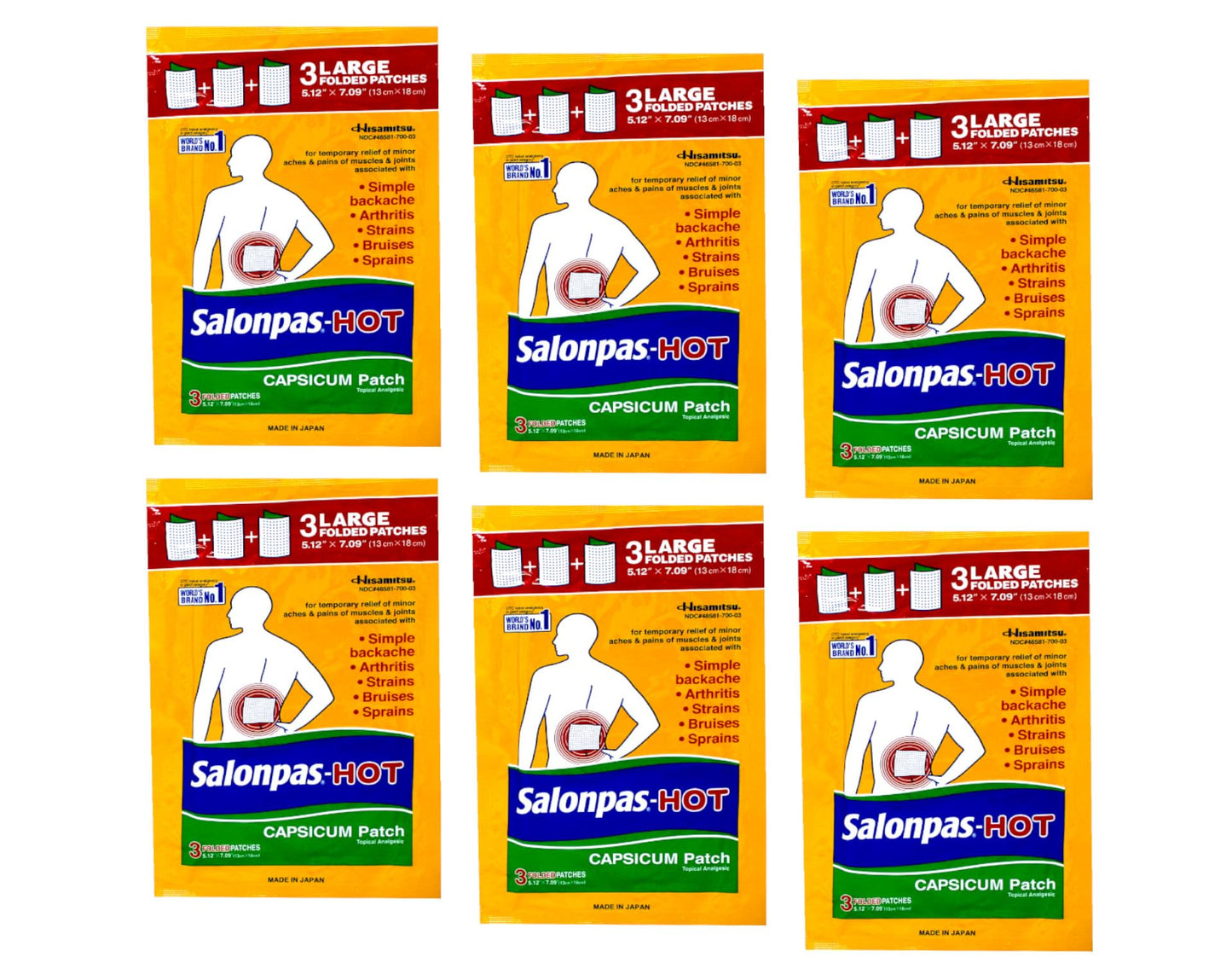 Beige Salonpas-Hot Capsicum Patch 3 Count (Pack of 6)