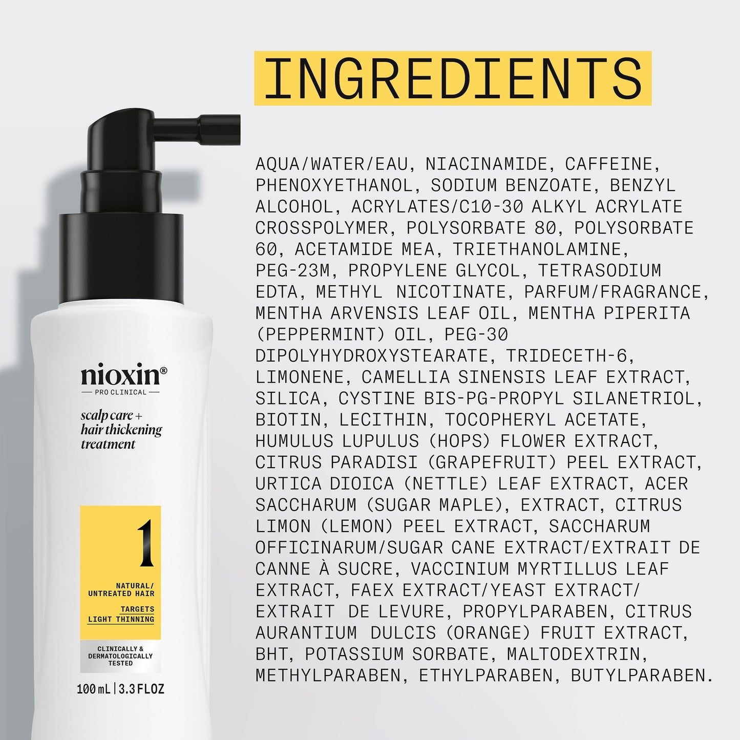 Lavender NIOXIN Scalp + Hair Thickening System 1 Leave on Treatment | For Natural or Untreated Hair with Light Thinning | 3.4 Fl oz.
