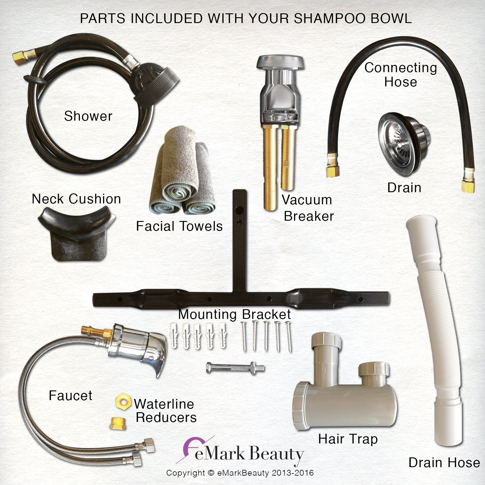 White Smoke Shampoo Bowl White ABS Plastic Salon and Spa Hair Sink Beauty Salon Equipment ASSE/UPC/CSA Compliant Fixtures TLC-W11