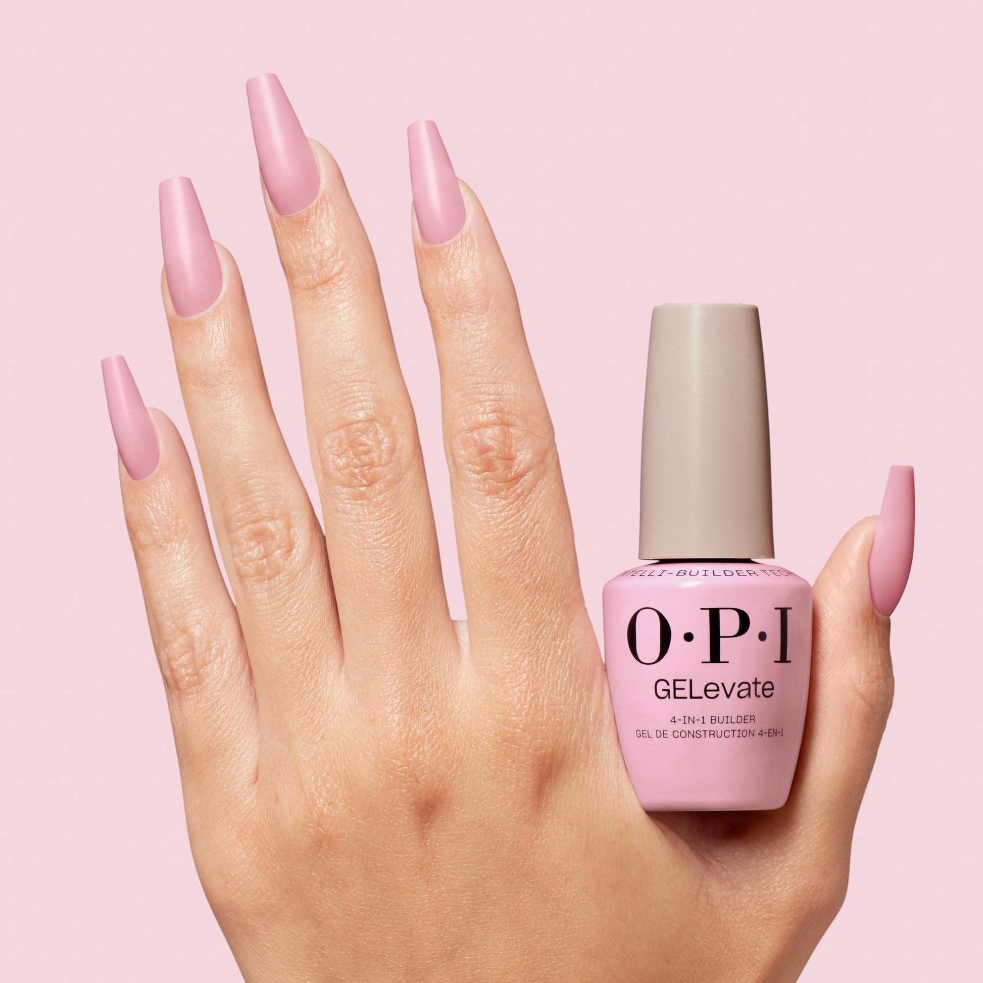 Misty Rose OPI GELevate 4-in-1 UV Cure Gel Nail Builder Bundle | OPI’m Flawless, Clear Color + 4get Me Not, Cool Pink Color + Soft Gel Almond Shape Nail Tips Extensions