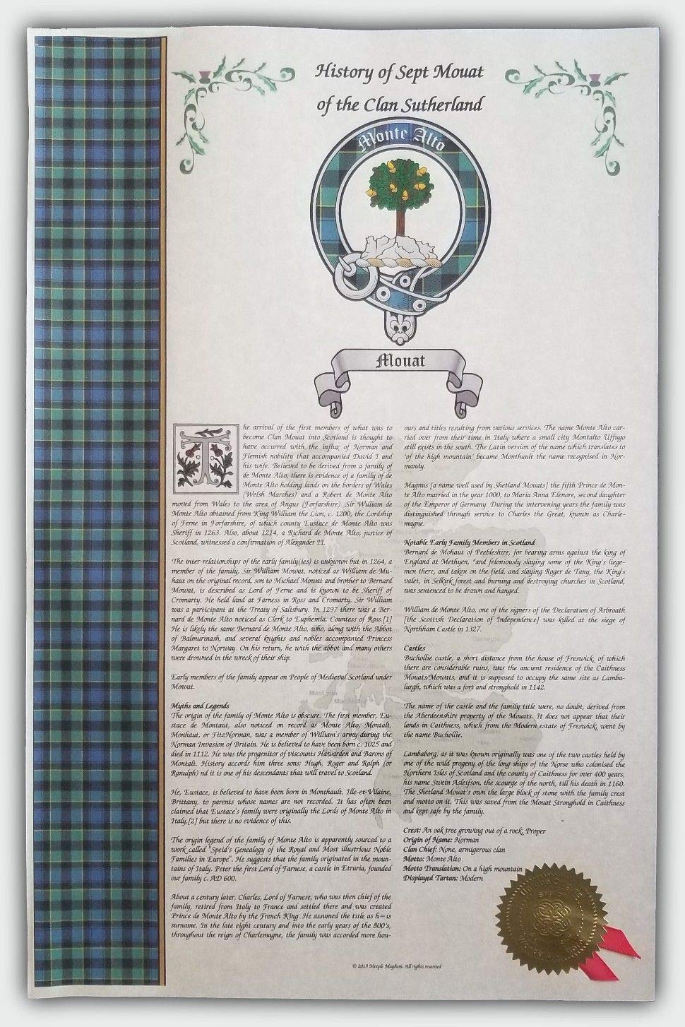 Light Gray Mr Sweets Rusk Scottish Clan & Sept 11x17 History Print - Tartan, Buckle, Crest, Last Name Surname Meaning, Genealogy, Family Tree Research Aid, Roots, Ancestry, Ancestors and Namesakes