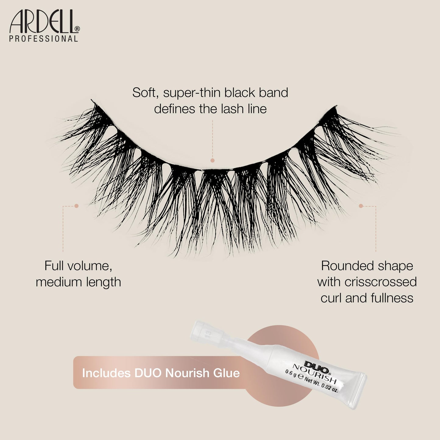 Light Gray Ardell Nourish Lashes 753 – Wispy Natural False Eyelashes with Peptides & Biotin Infused Band, Lash Glue Included, Fluffy Strip Lashes for Sensitive Eyes