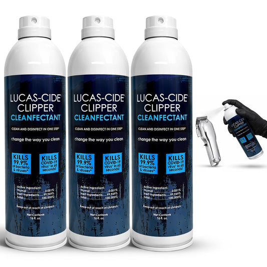 White Smoke LUCAS-CIDE Cleaner, Cool and Care Clipper Spray, Sanitizer for Hair Clippers, Salon & Household Essentials 16 Fl Oz - Set of 3