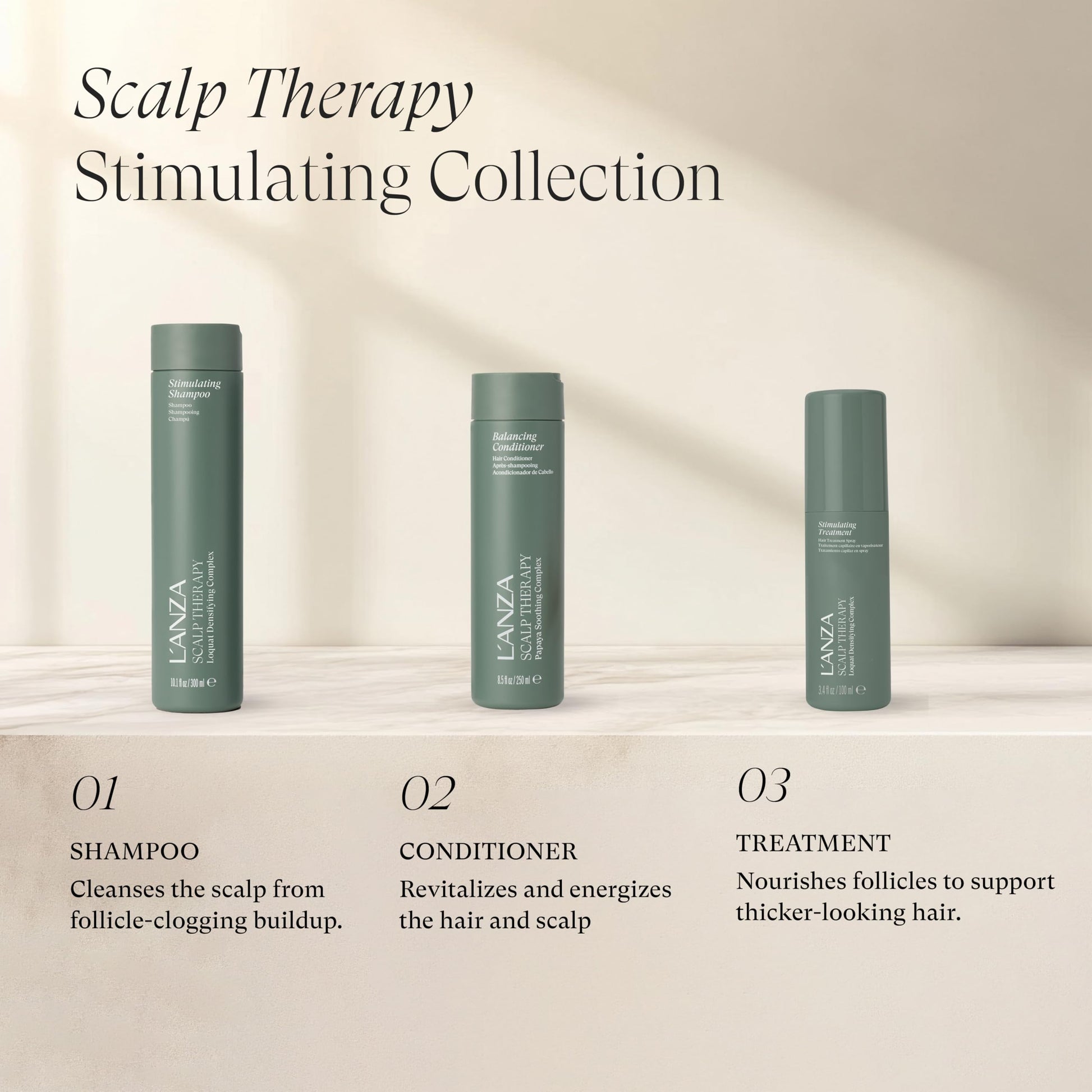 Antique White L'ANZA Scalp Therapy Stimulating Conditioner, Hair Growth Conditioner Supports Scalp & Healthy Hair Growth, Removes Buildup, Moisturizing, Combats Oil, Anti Aging, Color Safe Sulfate Free (8.5 Fl Oz)