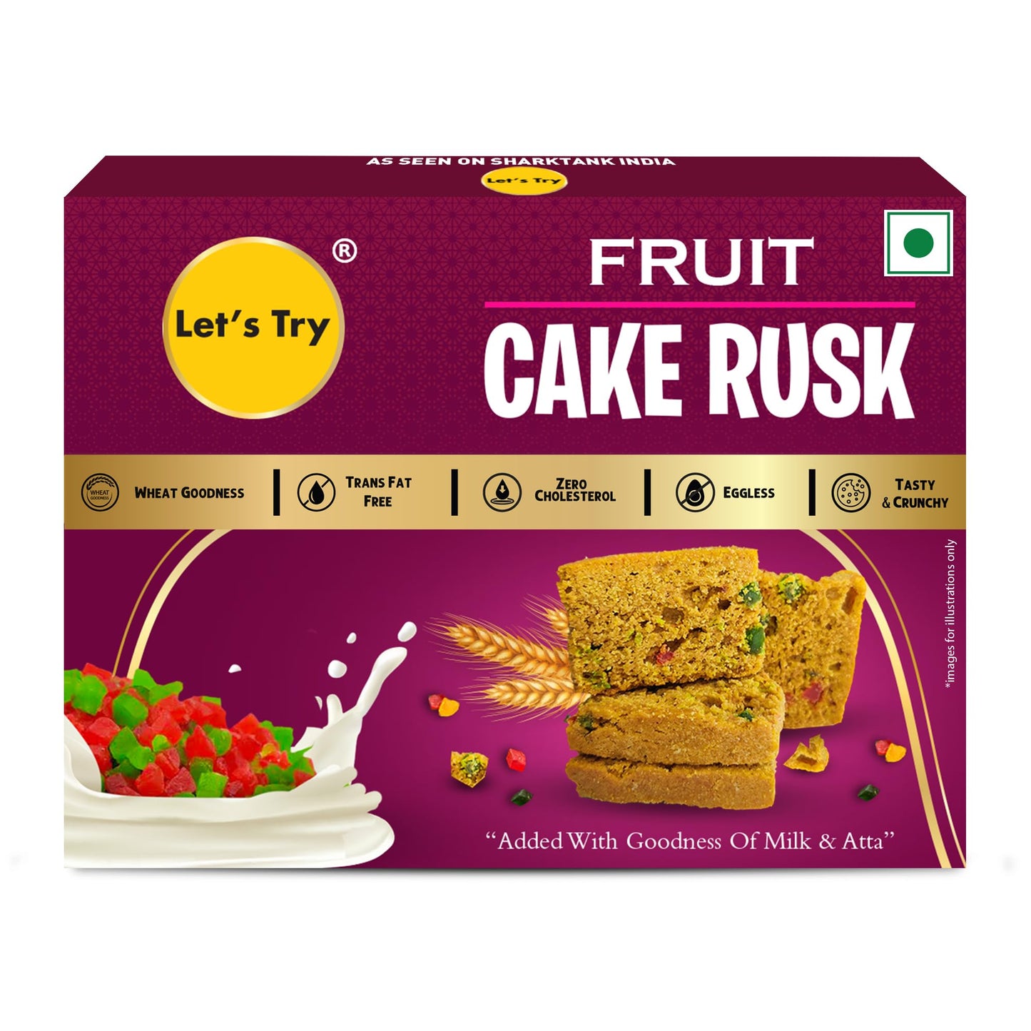 Dark Red Let's Try Fruit Cake Rusk with Goodness of Milk & Atta