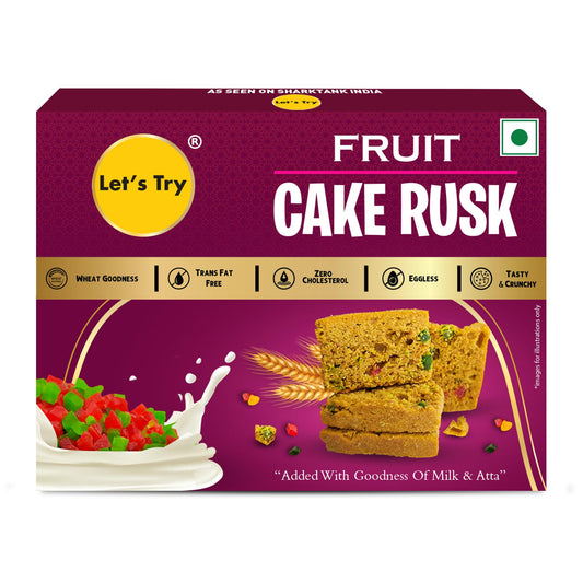 Dark Red Let's Try Fruit Cake Rusk with Goodness of Milk & Atta