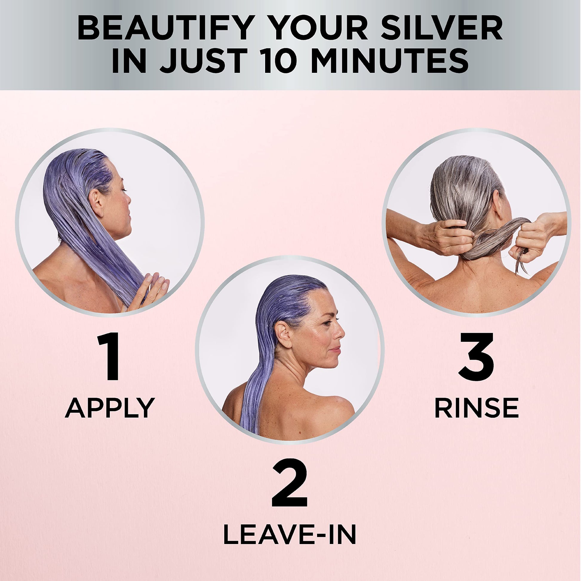 Misty Rose L’Oreal Paris Le Color Gloss One Step Toning Gloss, In-Shower Hair Toner with Deep Conditioning Treatment Formula for Gray Hair, Silver White, 1 Kit