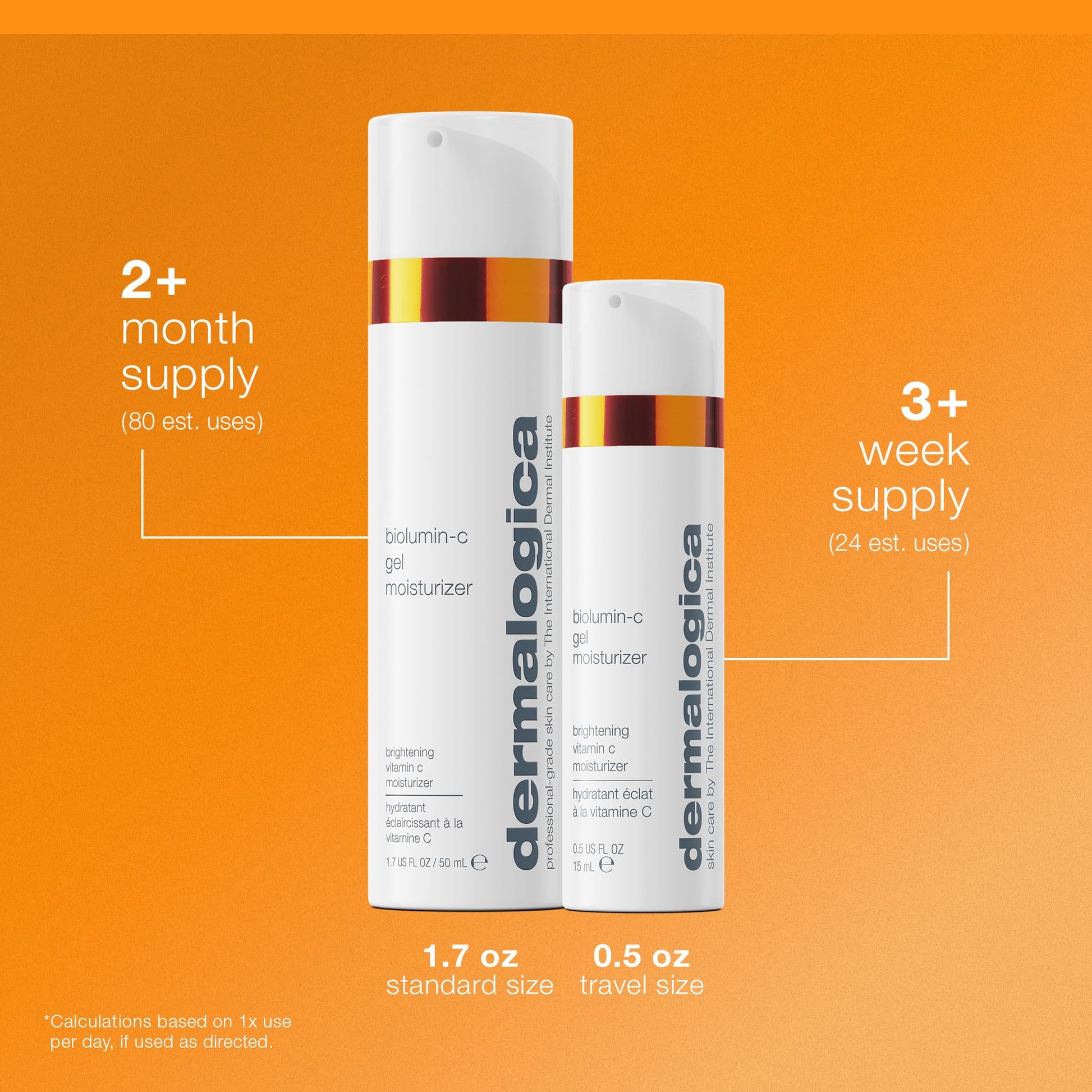 Dark Orange Dermalogica Biolumin-C Gel Moisturizer, Face Moisturizer with Hyaluronic Acid and Vitamin C - Boosts Radiance, Brightens, Provides Weightless Hydration, 1.7 Fl Oz