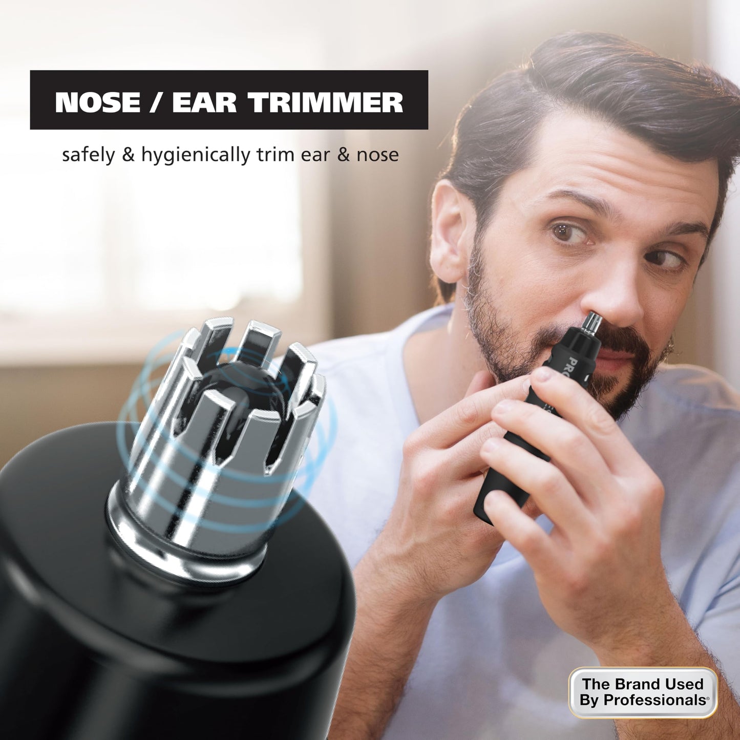White Smoke Wahl DualTech® Pro Series® 2 in 1 Lithium Battery Dual Sided Eyebrow Trimmer and Nose Hair Trimmer for Men – Model 3025698