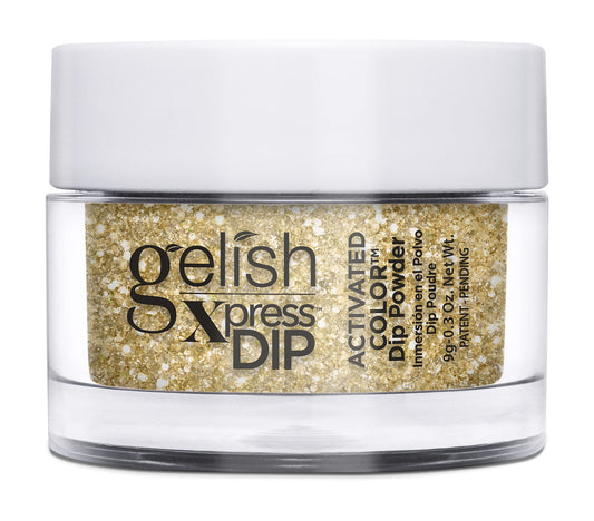 Lavender Gelish Xpress Powder Dip Collection (All That Glitters Is Gold) Gold Nail Dip Powder, Vibrant Color, Professional Quality, High Shine, Chip-Resistant, 0.3 ounce.