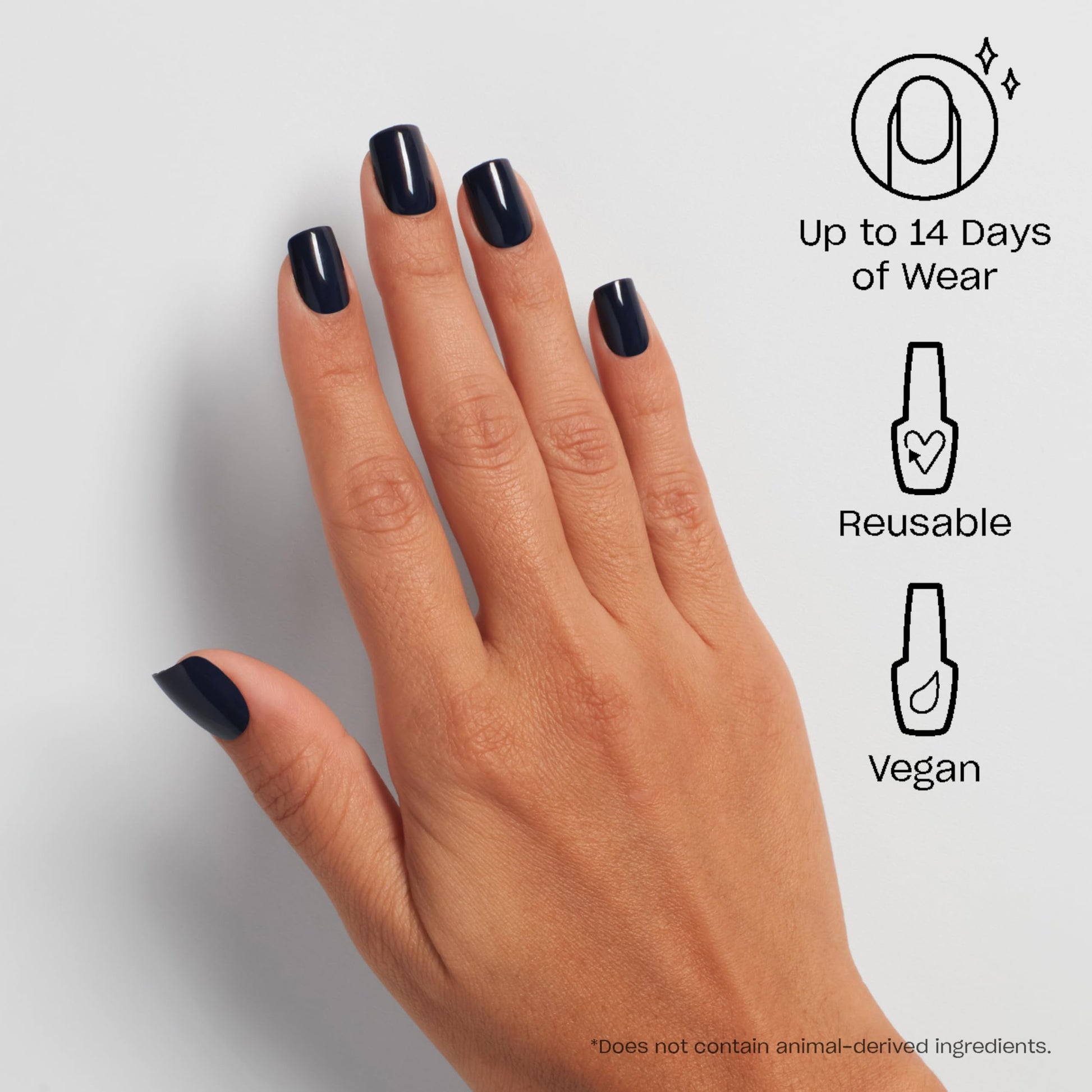 Lavender OPI On Point Midnight Mantra | Short Squoval Dark Navy Blue Press On Nails | 30 Count with Nail Glue | Long Lasting, Reusable, Non-damaging