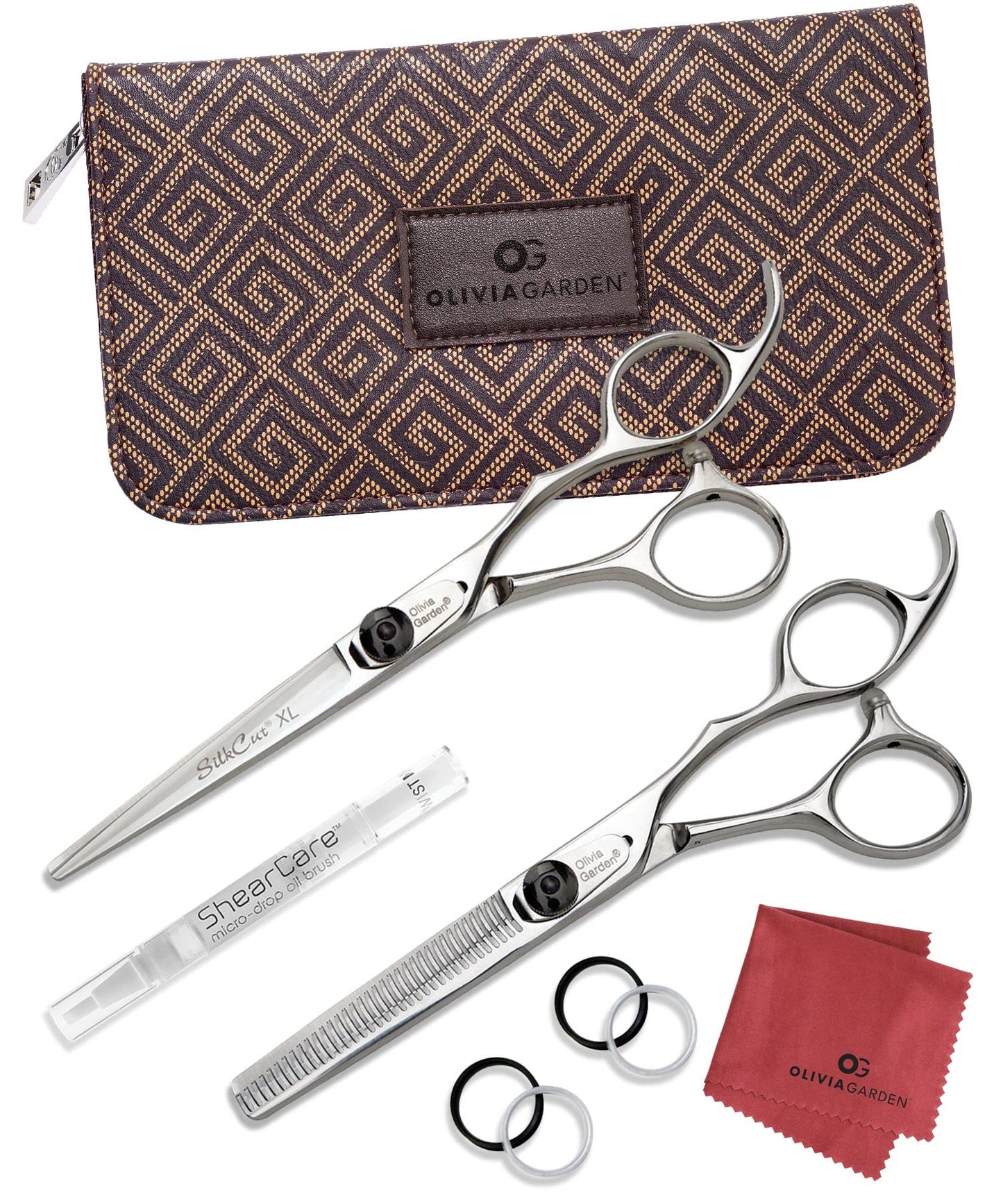 White Smoke Olivia Garden SilkCut Professional Hairdressing Barber Kit, XL, 6"