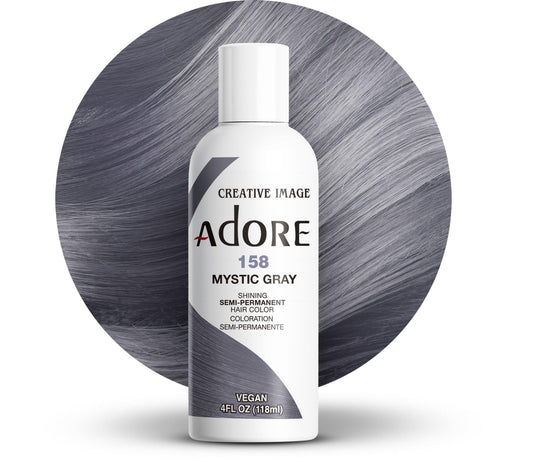 White Smoke Adore Semi Permanent Hair Color (158 Mystic Grey) | Vegan & Cruelty-Free Grey Hair Dye | No Ammonia, No Peroxide, No Alcohol | 4 Fl Oz
