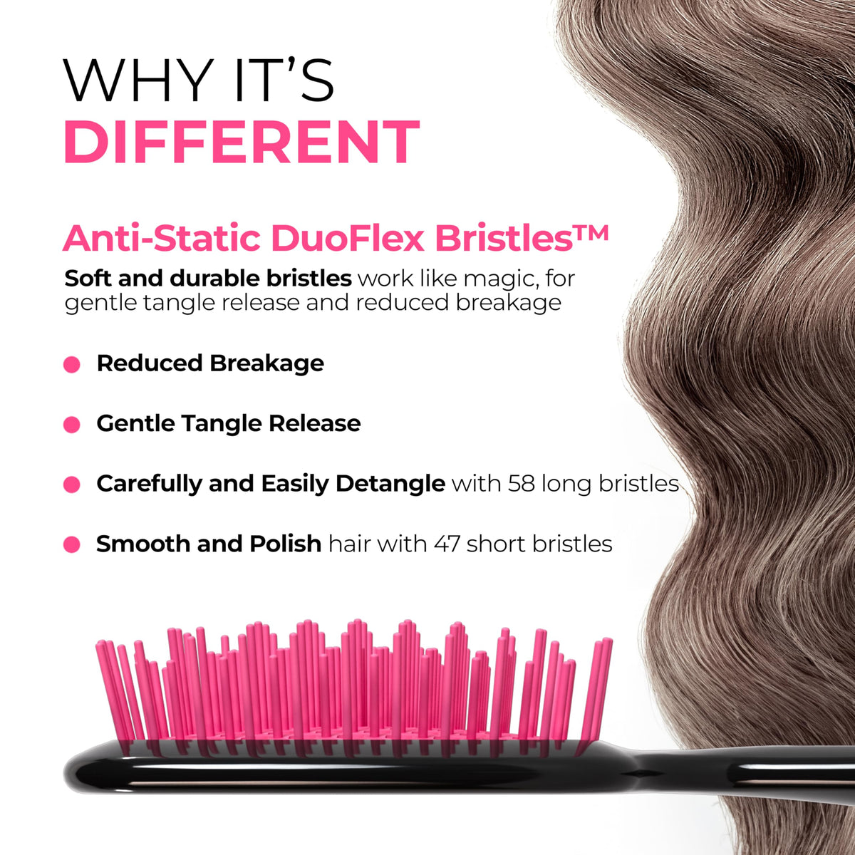 FHI Heat UNbrush Detangling Brush for Pain-Free Brushing on All Wet or Dry Hair Types — Durable DuoFlex Anti-Static Bristles, Lightweight Handle, Vented Hair Brush, Cherry Blossom