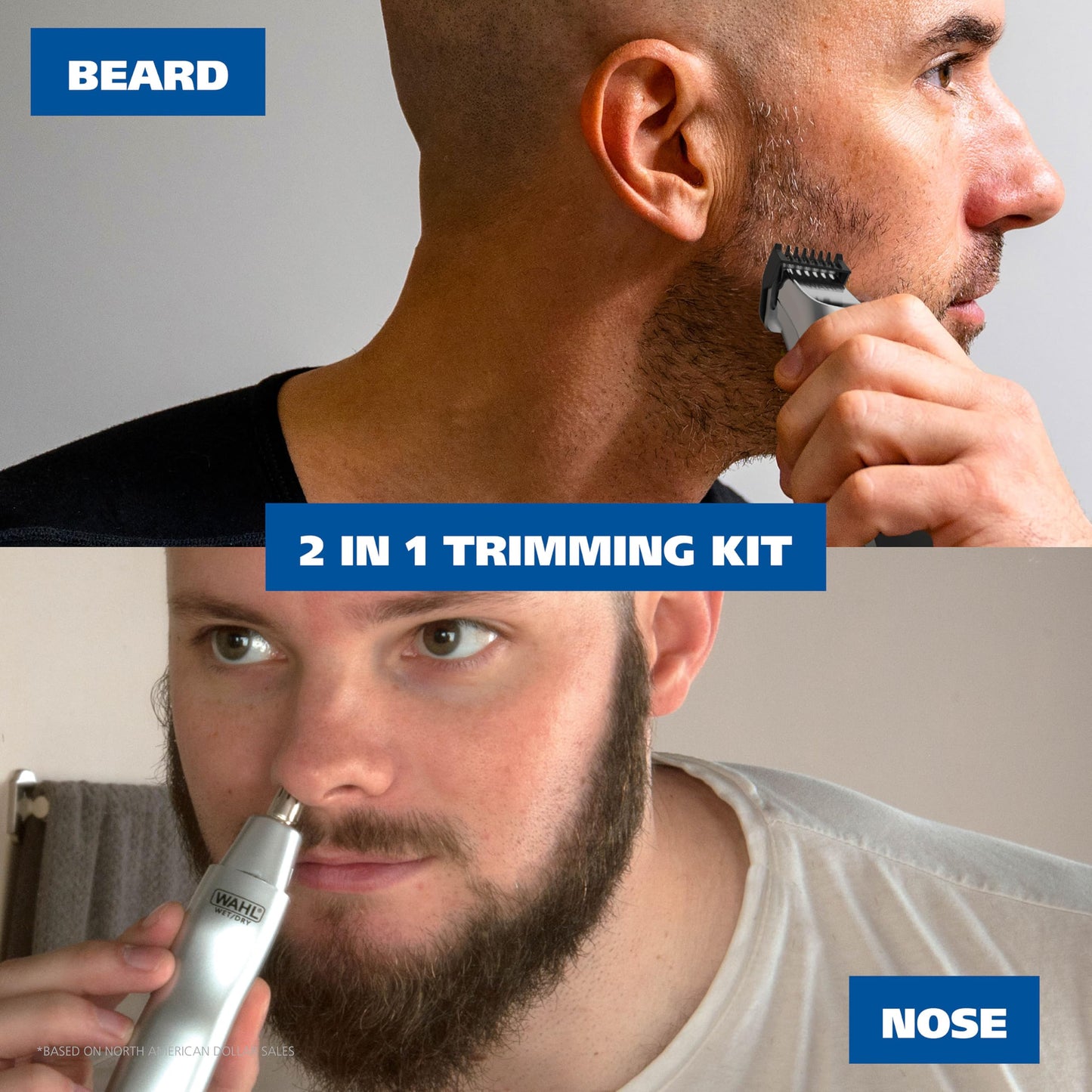 Dark Gray Wahl Groomsman Rechargeable Beard Trimmer kit for Mustaches, Nose Hair, and Light Detailing and Grooming with Bonus Wet/Dry Battery Nose Trimmer – Model 5622v