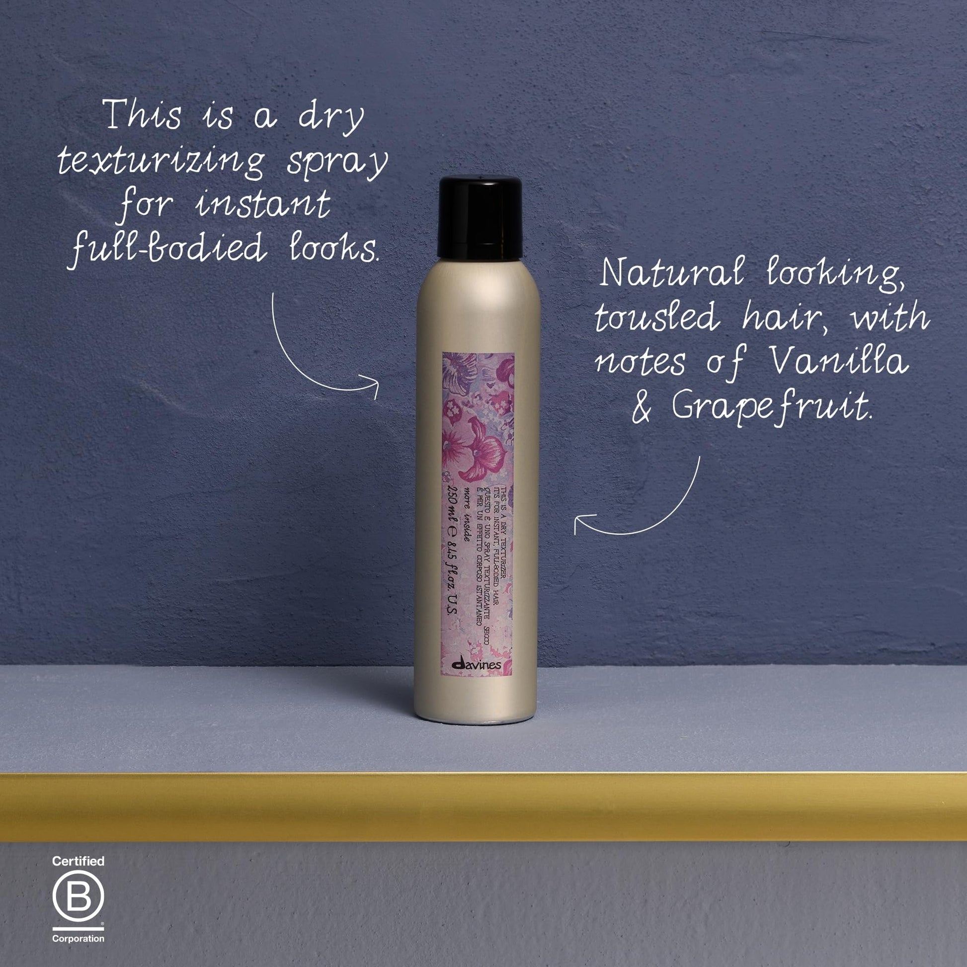 Dark Slate Gray Davines This Is A Dry Texturizer, Medium Hold Instant Volume & Texture - Piecey Texture Spray without Weighing Down - Refreshing & Reworkable, 8.45 Fl Oz
