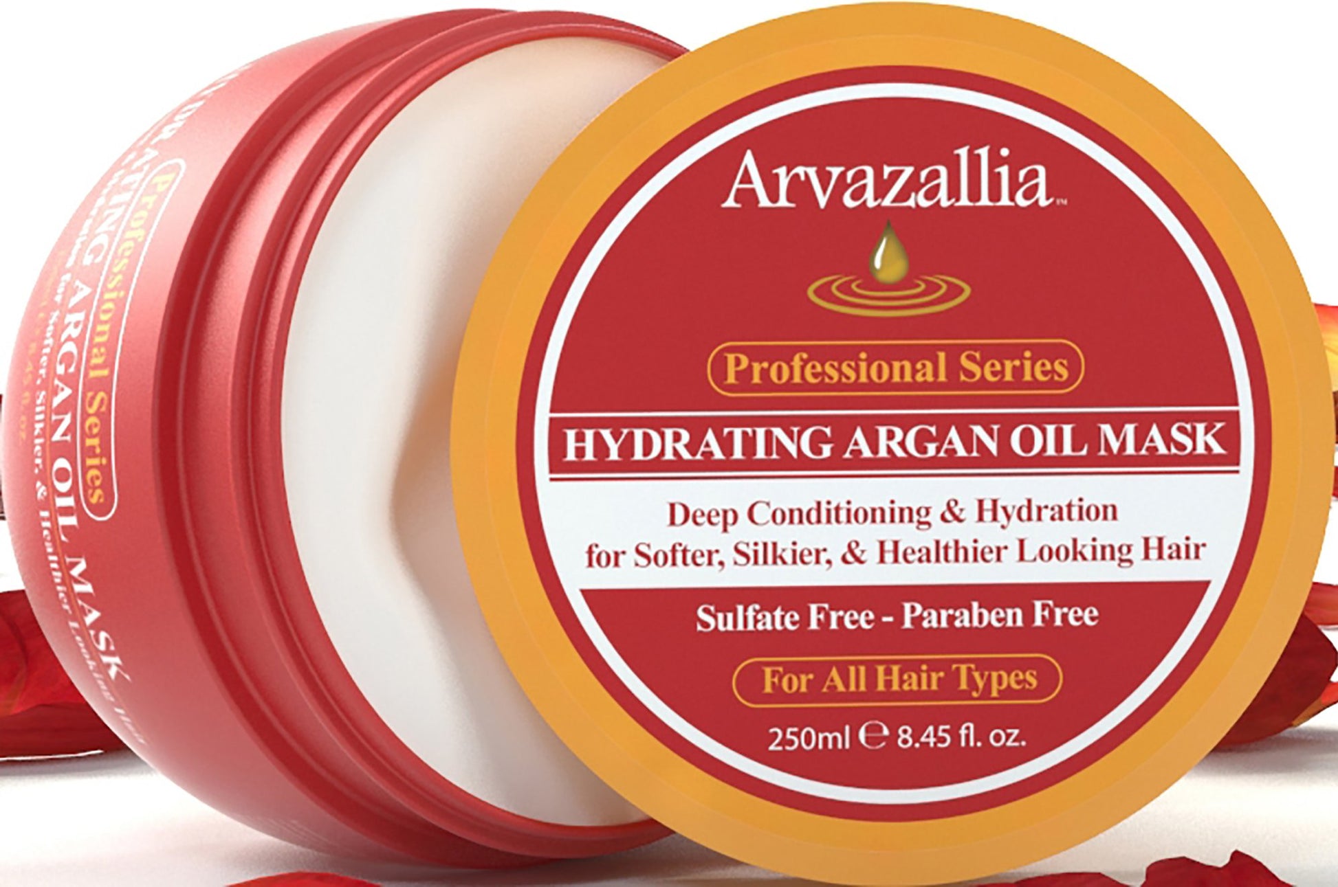 White Smoke Arvazallia Hydrating Argan Oil Hair Mask and Deep Conditioner for Dry or Damaged Hair (8.45 oz Jar)